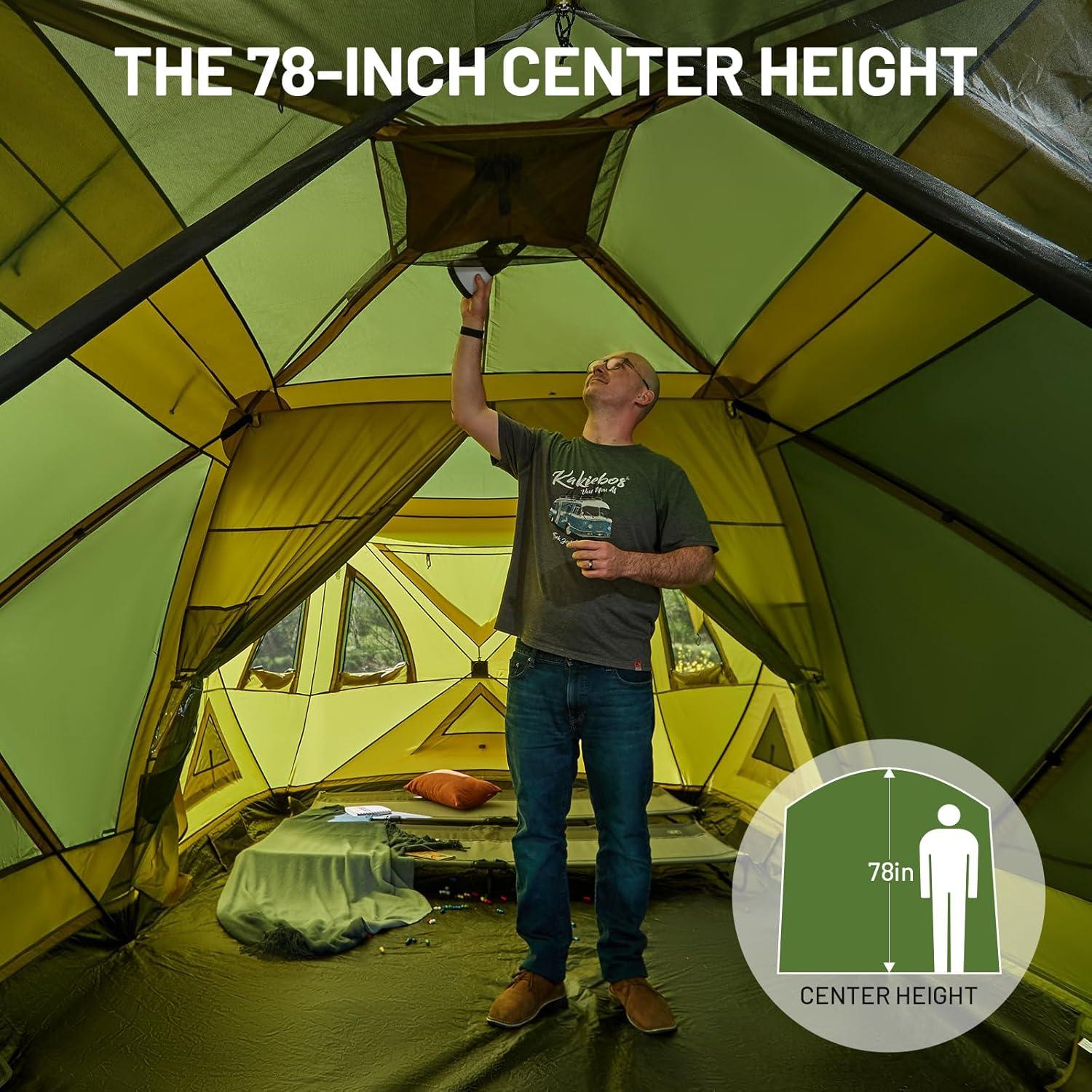 imageTIMBER RIDGE 468 Person Instant Pop Up Cabin Tent Easy 60 Second Setup Weather Resistant Camping Family Hub Tent with Rain Fly and Carry Bag for Outdoor CampingGreen