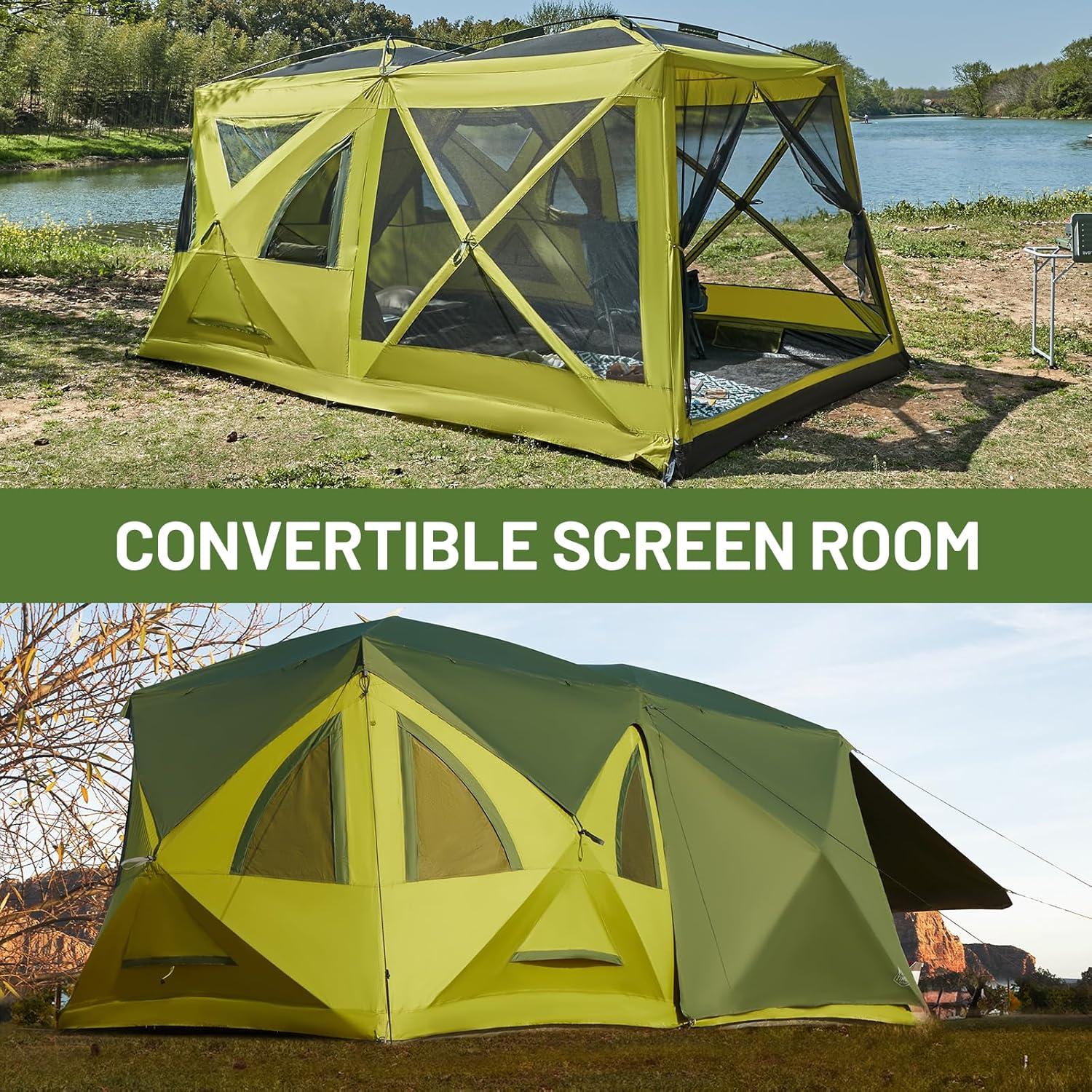 imageTIMBER RIDGE 468 Person Instant Pop Up Cabin Tent Easy 60 Second Setup Weather Resistant Camping Family Hub Tent with Rain Fly and Carry Bag for Outdoor CampingGreen