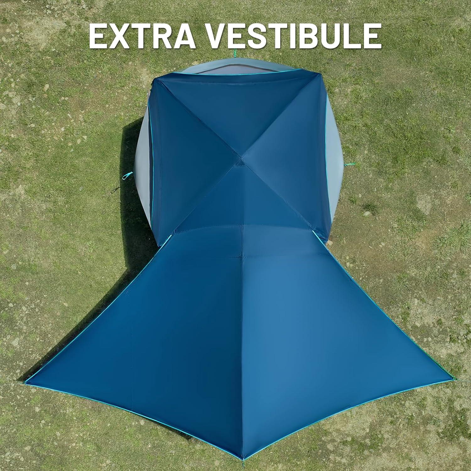 imageTIMBER RIDGE 468 Person Instant Pop Up Cabin Tent Easy 60 Second Setup Weather Resistant Camping Family Hub Tent with Rain Fly and Carry Bag for Outdoor CampingBlue
