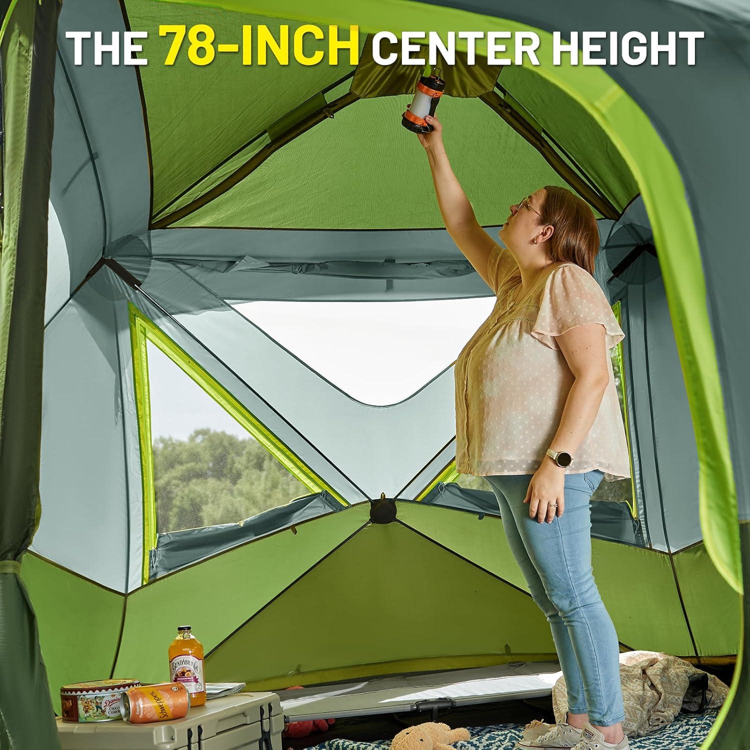 imageTIMBER RIDGE 468 Person Instant Pop Up Cabin Tent Easy 60 Second Setup Weather Resistant Camping Family Hub Tent with Rain Fly and Carry Bag for Outdoor CampingGreen