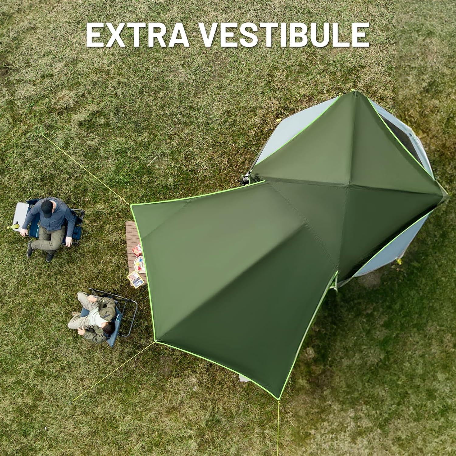 imageTIMBER RIDGE 468 Person Instant Pop Up Cabin Tent Easy 60 Second Setup Weather Resistant Camping Family Hub Tent with Rain Fly and Carry Bag for Outdoor CampingGreen