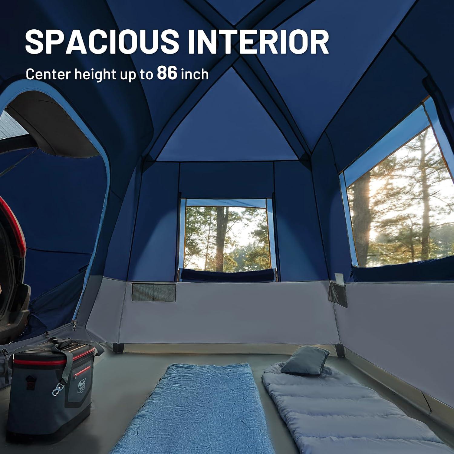 imageTIMBER RIDGE 5 Person SUV Tent Weather Resistant Portable for Car SUV Van Camping Includes Rainfly and Storage Bag 10 W X 8 L X 71 HBlue