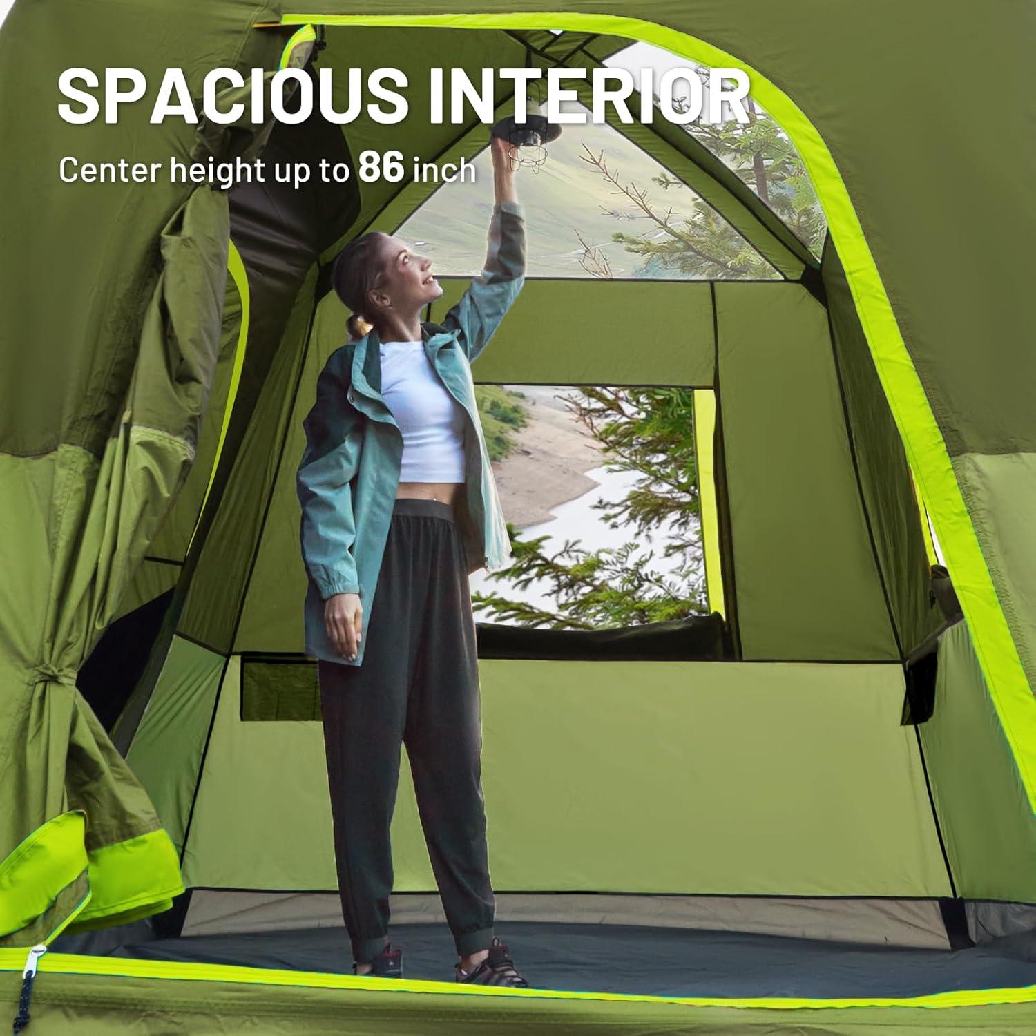 imageTIMBER RIDGE 5 Person SUV Tent Weather Resistant Portable for Car SUV Van Camping Includes Rainfly and Storage Bag 10 W X 8 L X 71 HGreen with Movie Screen