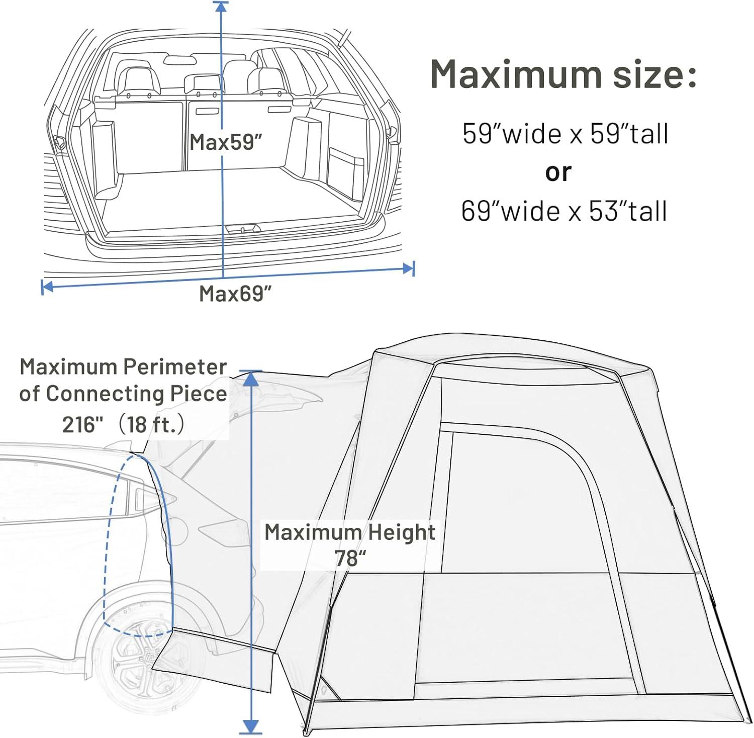 imageTIMBER RIDGE 5 Person SUV Tent Weather Resistant Portable for Car SUV Van Camping Includes Rainfly and Storage Bag 10 W X 8 L X 71 HGreen with Movie Screen