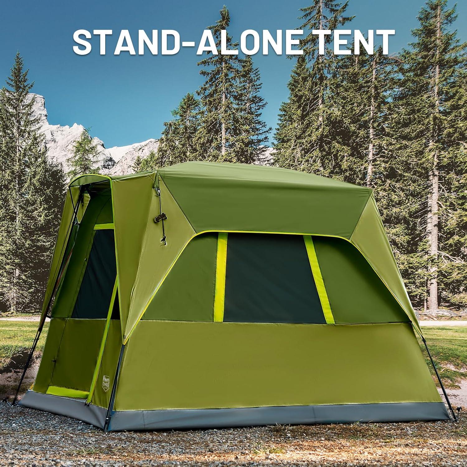 imageTIMBER RIDGE 5 Person SUV Tent Weather Resistant Portable for Car SUV Van Camping Includes Rainfly and Storage Bag 10 W X 8 L X 71 HGreen with Movie Screen