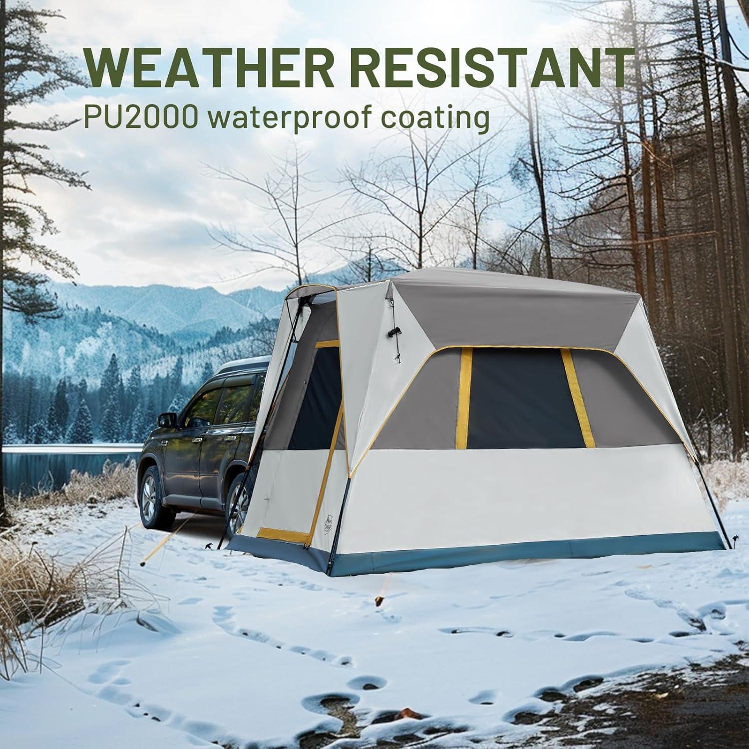 imageTIMBER RIDGE 5 Person SUV Tent Weather Resistant Portable for Car SUV Van Camping Includes Rainfly and Storage Bag 10 W X 8 L X 71 HTan