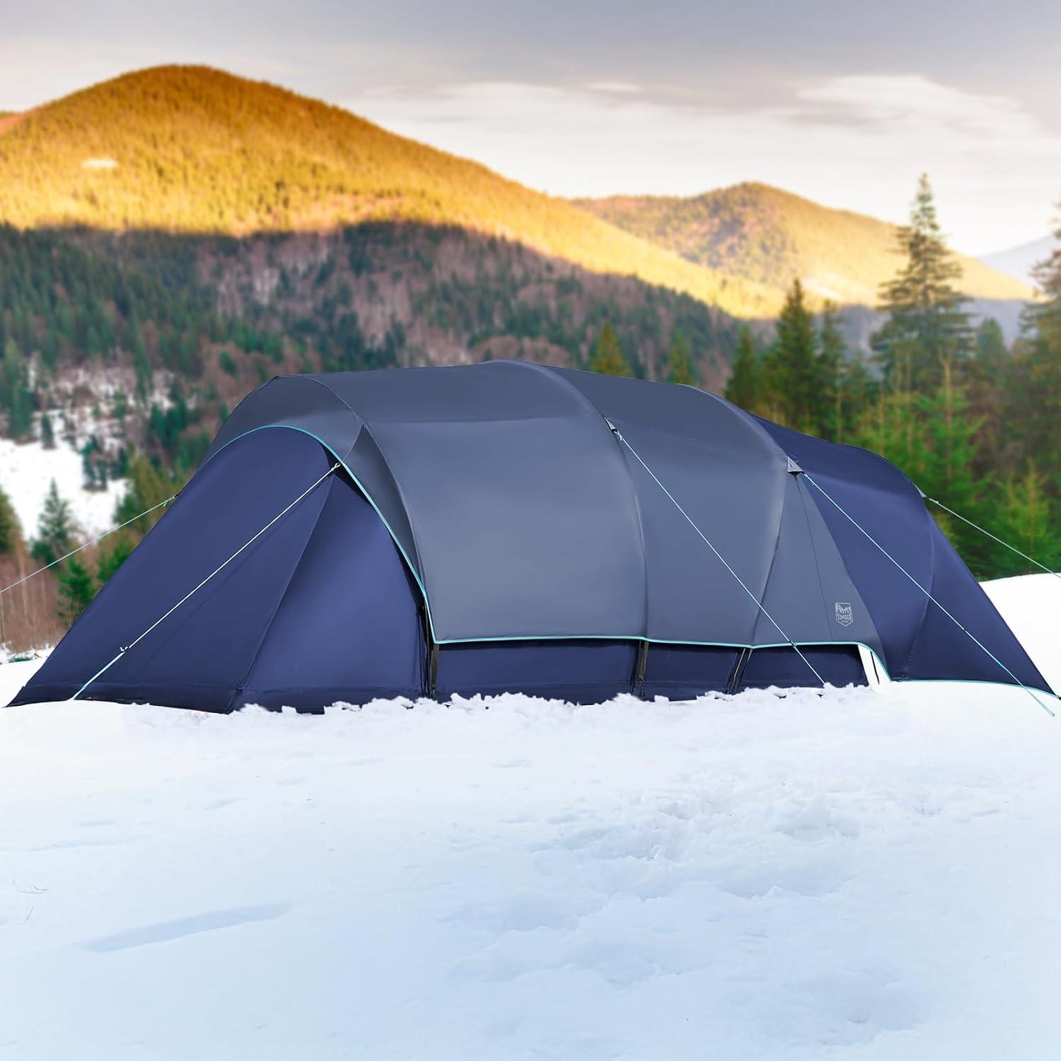 imageTIMBER RIDGE 8 Person Camping Tent with Large Porch Portable Waterproof Windproof Family Tent with Rainfly Carry Bag Room Divider Easy Setup Tent with Excellent Ventilation for Camping 3 Season