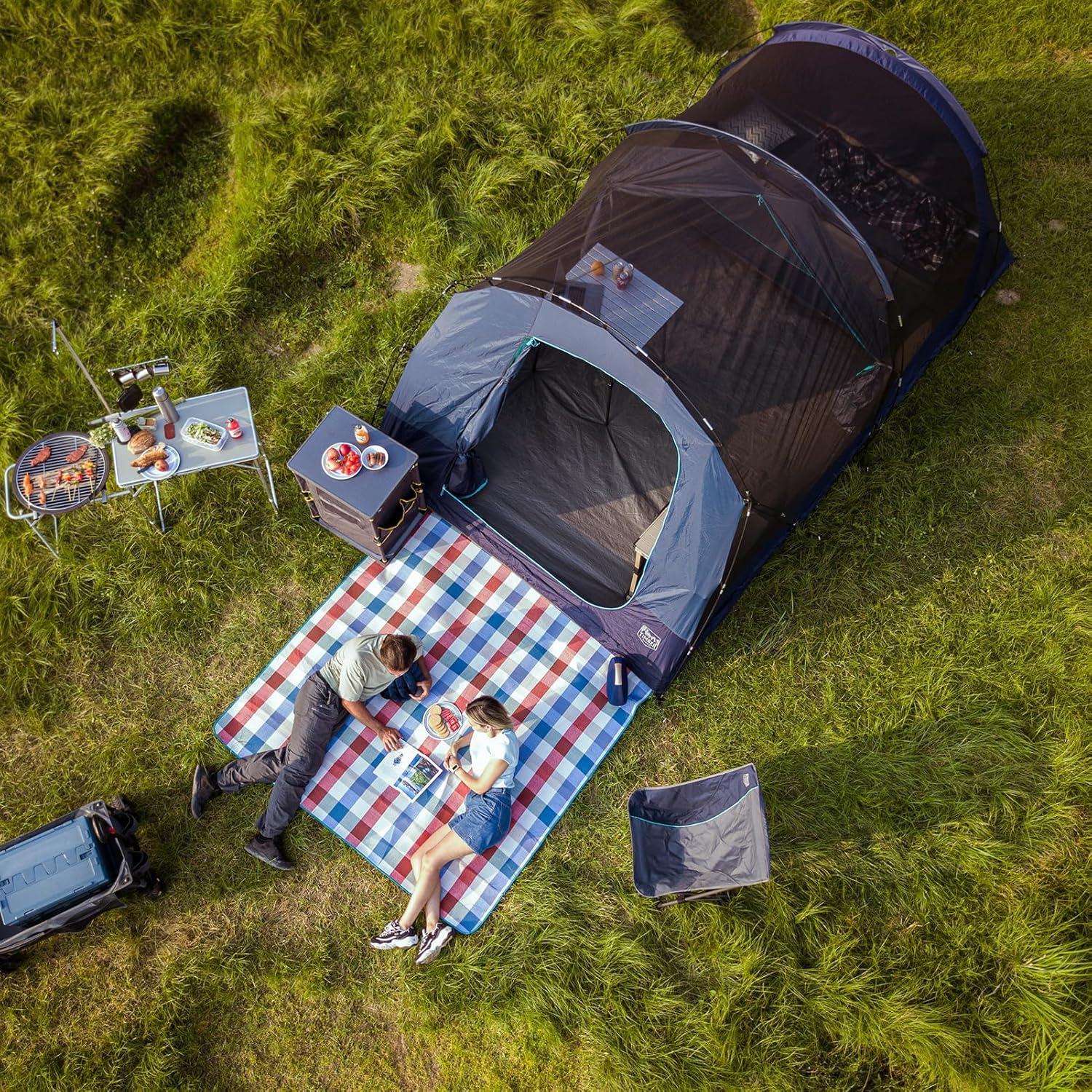 imageTIMBER RIDGE 8 Person Camping Tent with Large Porch Portable Waterproof Windproof Family Tent with Rainfly Carry Bag Room Divider Easy Setup Tent with Excellent Ventilation for Camping 3 Season