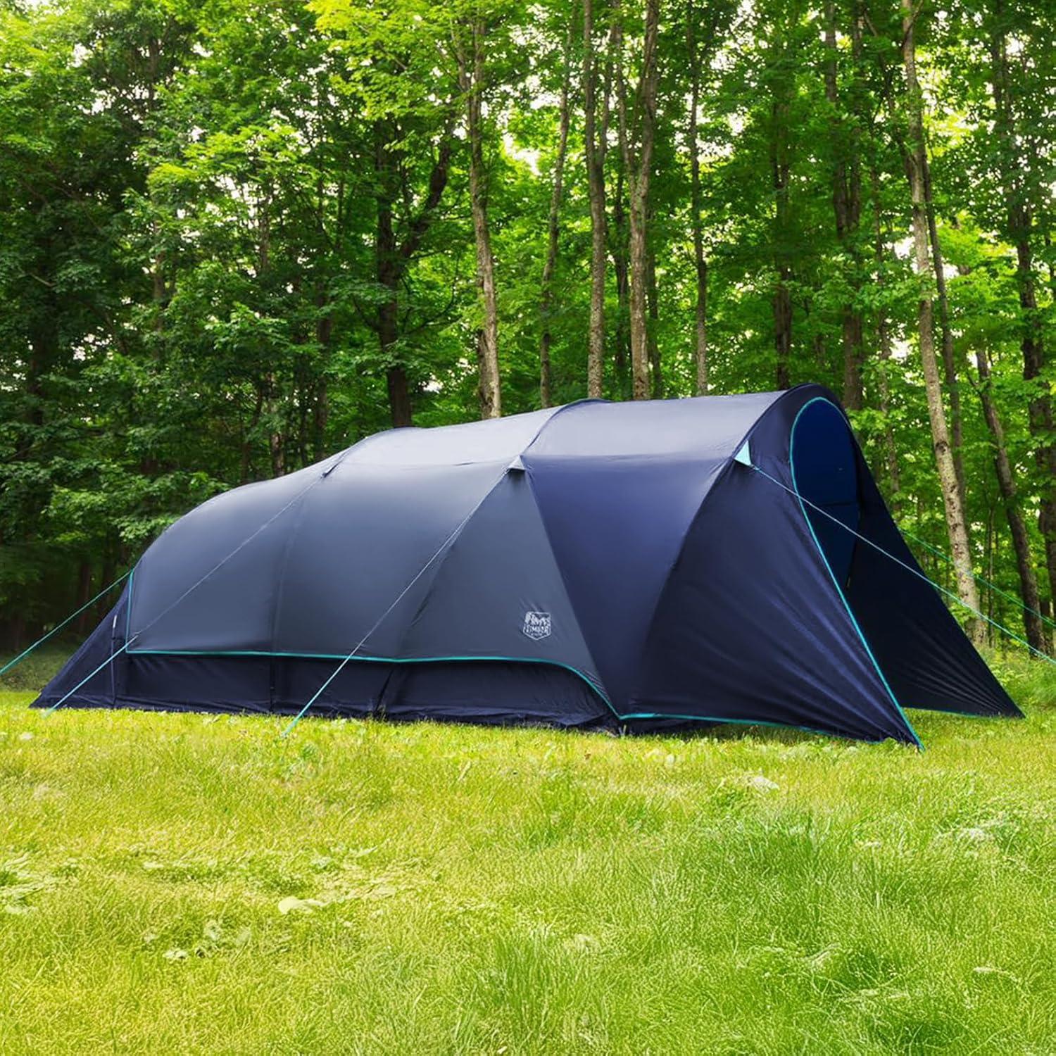 imageTIMBER RIDGE 8 Person Camping Tent with Large Porch Portable Waterproof Windproof Family Tent with Rainfly Carry Bag Room Divider Easy Setup Tent with Excellent Ventilation for Camping 3 Season