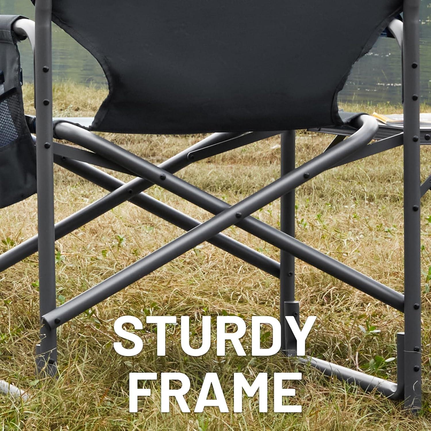 imageTIMBER RIDGE Aluminum Oversized Camping Chair Lightweight Portable Directors Chair with Side Table Detachable Side Pocket for Outdoor Camping Lawn Picnic Support 400lbs Blue 2 PackGrey