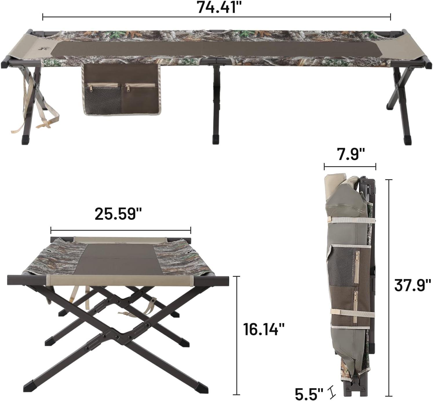 imageTIMBER RIDGE Folding Camping Cot for AdultsOutdoor Bed Camp Cots for Sleeping with Carry BagFoldable XL Hunting for Camping Hiking CamouflageHome Travel Support up to 300lbs Camo