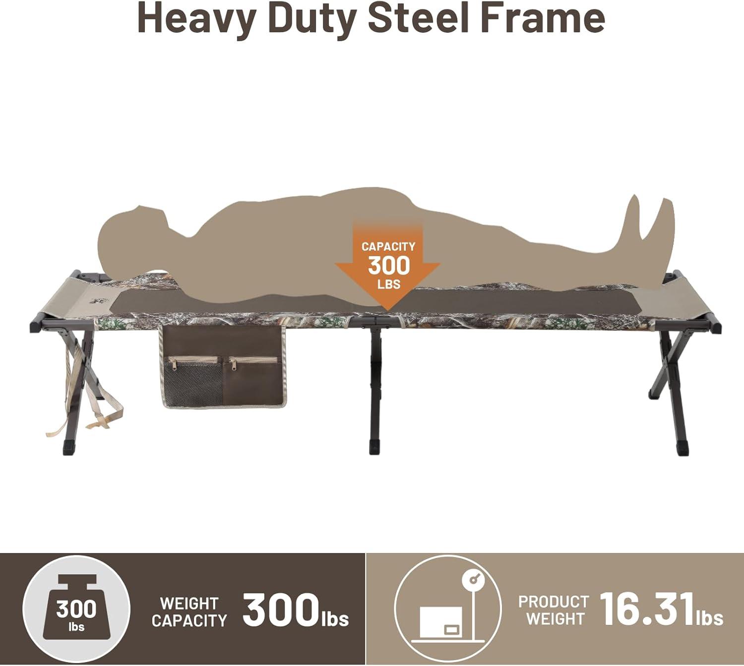 imageTIMBER RIDGE Folding Camping Cot for AdultsOutdoor Bed Camp Cots for Sleeping with Carry BagFoldable XL Hunting for Camping Hiking CamouflageHome Travel Support up to 300lbs Camo