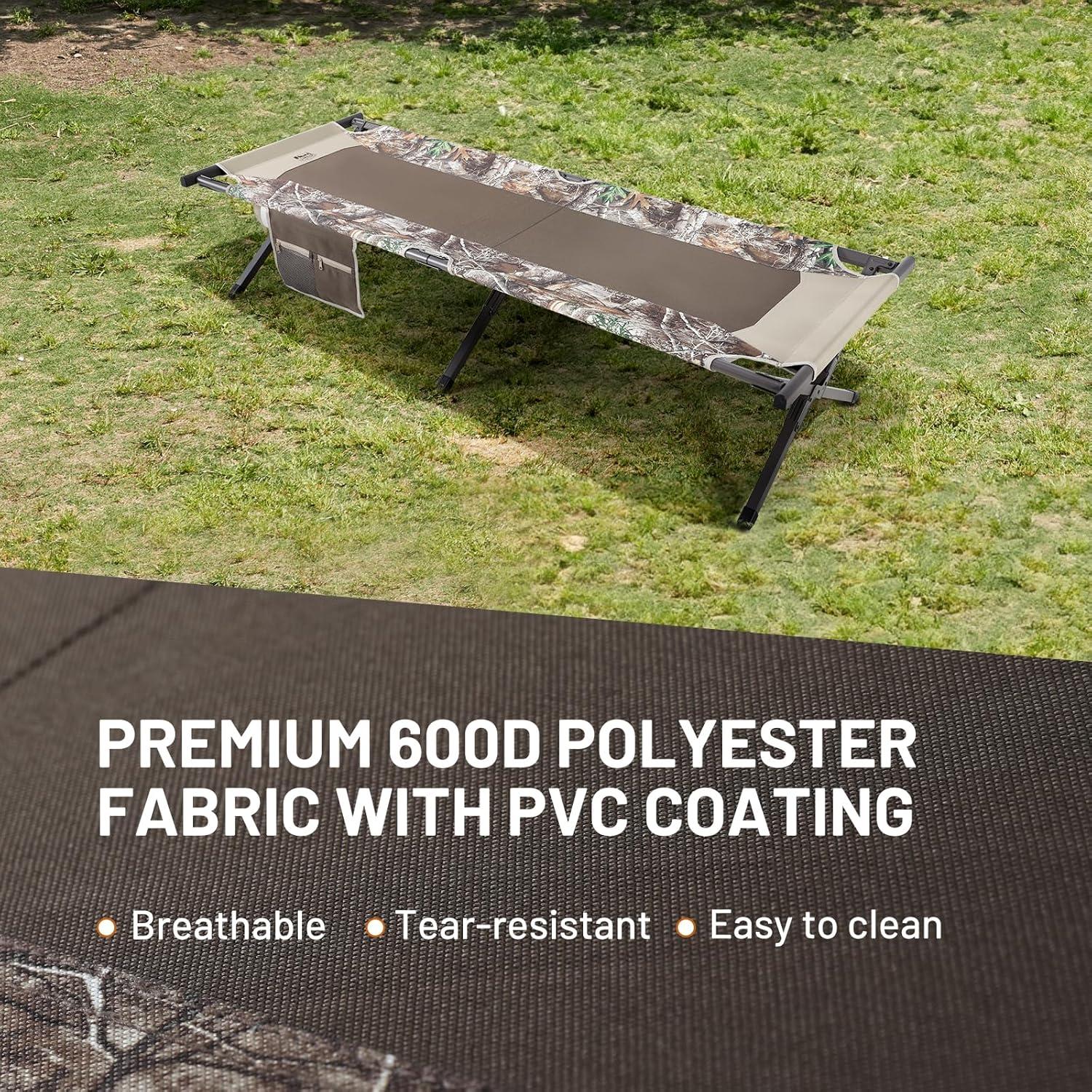 imageTIMBER RIDGE Folding Camping Cot for AdultsOutdoor Bed Camp Cots for Sleeping with Carry BagFoldable XL Hunting for Camping Hiking CamouflageHome Travel Support up to 300lbs Camo