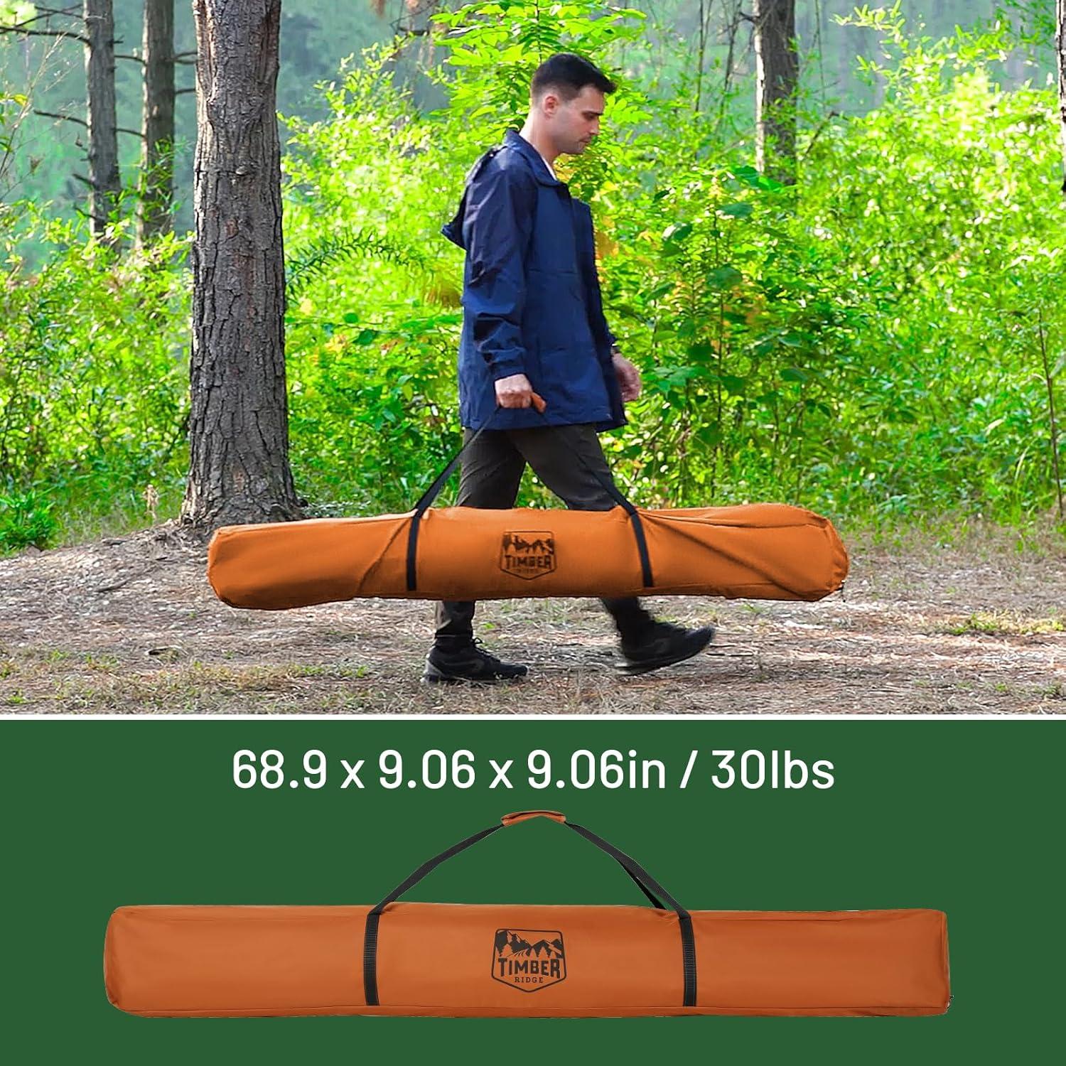 imageTIMBER RIDGE Instant Pop Up Hub Tent 4 Person Portable Weather Resistant Camping Tent 60 Second SetUp Easy Up Tents with Rain Fly and Carry Bag Orange