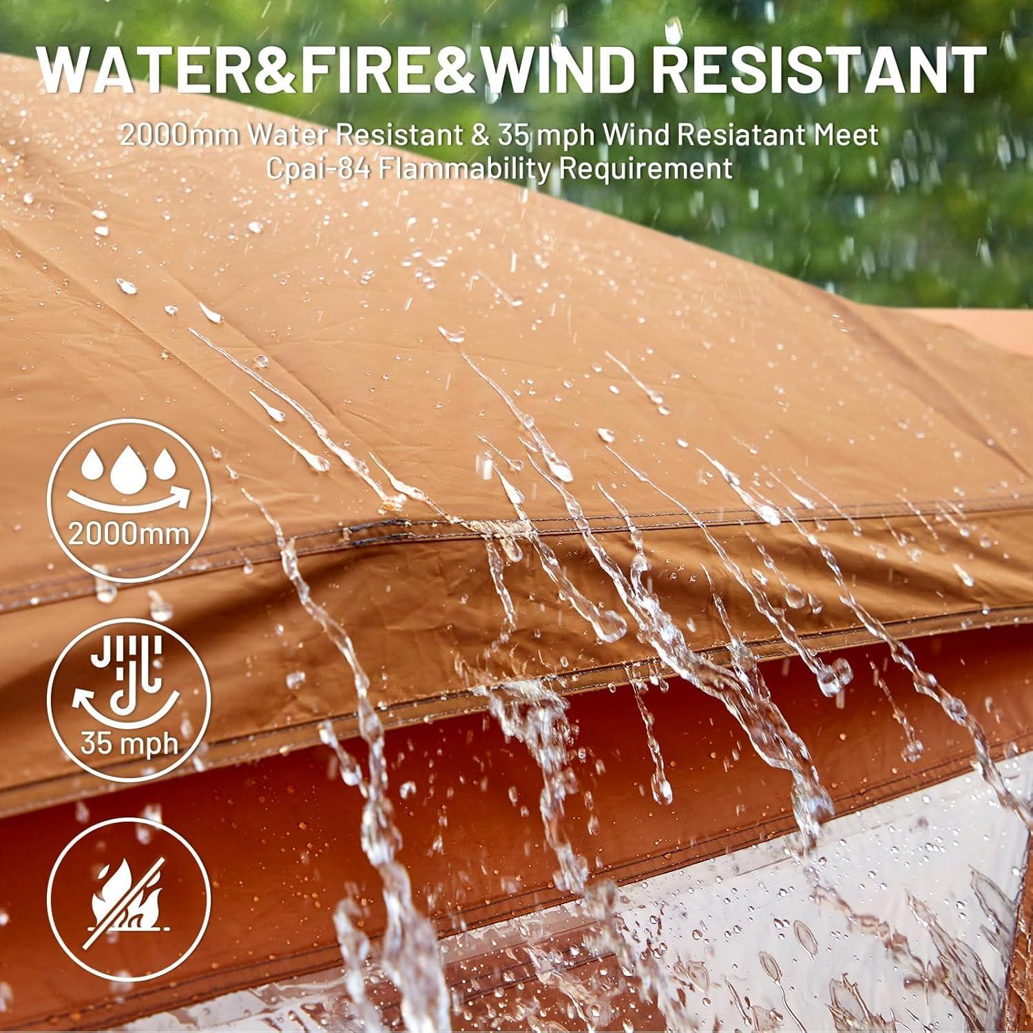 imageTIMBER RIDGE Instant Pop Up Hub Tent 4 Person Portable Weather Resistant Camping Tent 60 Second SetUp Easy Up Tents with Rain Fly and Carry Bag Orange