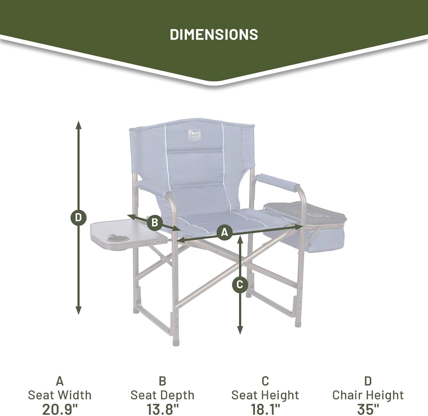 imageTIMBER RIDGE Lightweight Camping Chair Portable Laurel Directors Chair with Foldable Side Table Cooler Bag ampamp Mesh Pocket Compact Outdoor Folding Lawn Chair Supports 300lbs GreyBlue