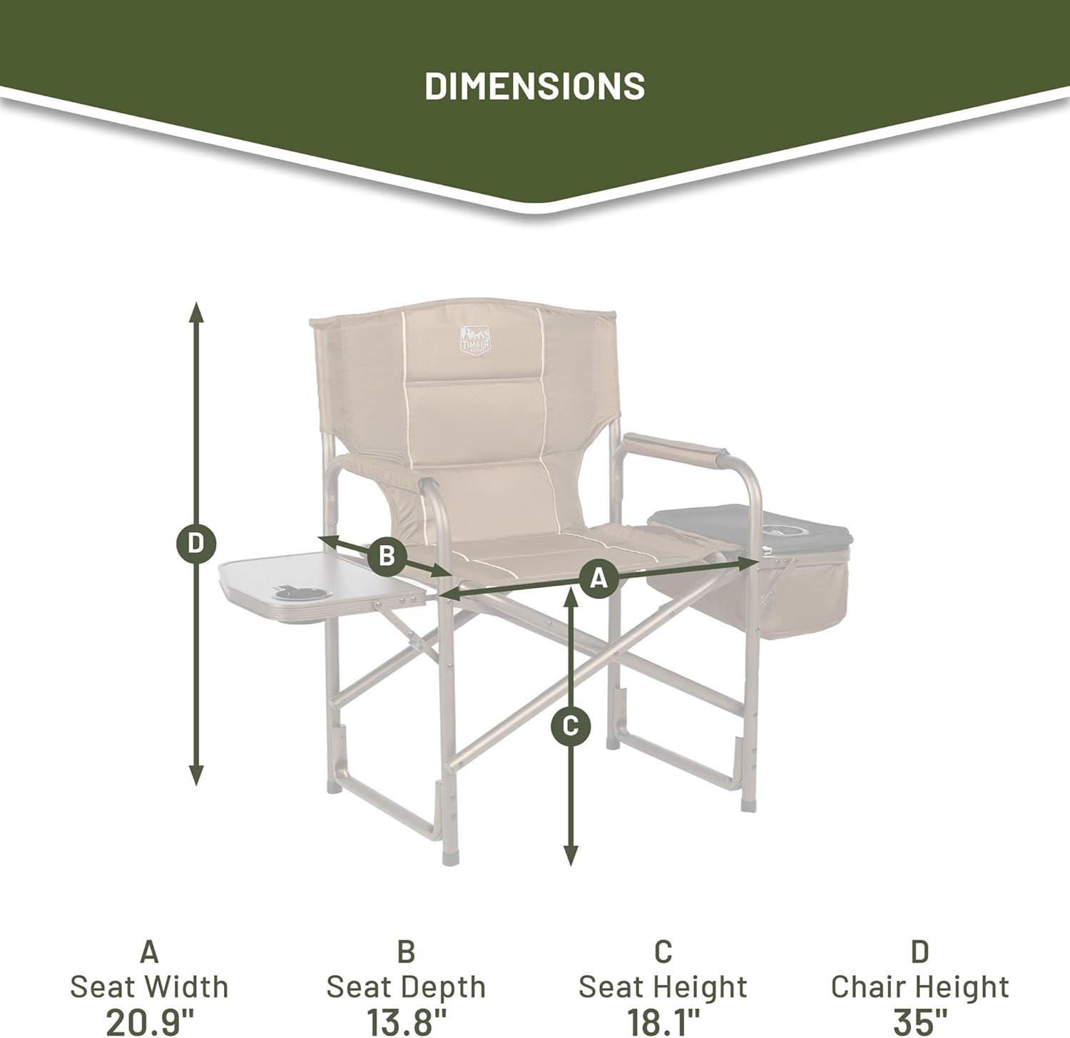 imageTIMBER RIDGE Lightweight Camping Chair Portable Laurel Directors Chair with Foldable Side Table Cooler Bag ampamp Mesh Pocket Compact Outdoor Folding Lawn Chair Supports 300lbs GreyEarth Brown