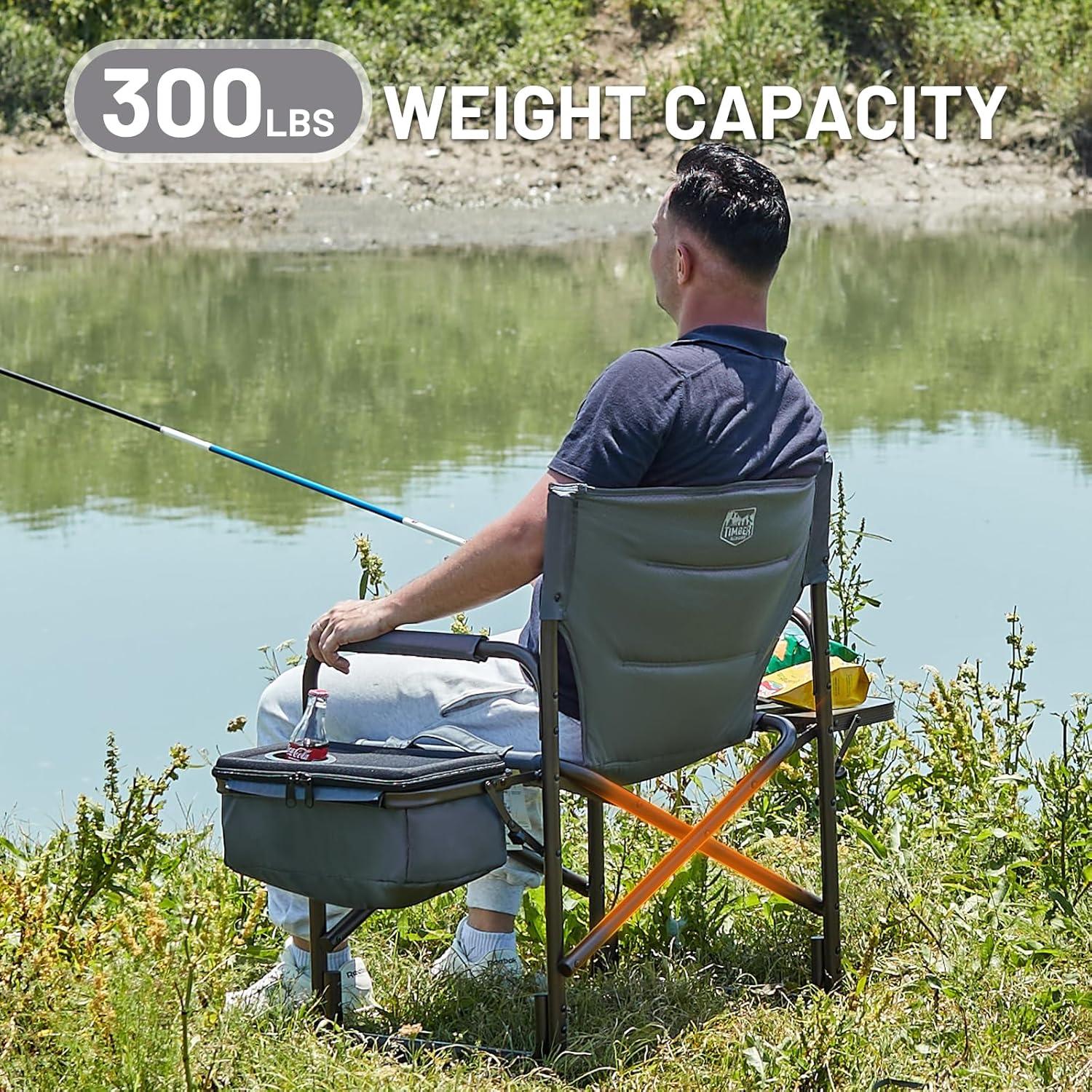 imageTIMBER RIDGE Lightweight Camping Chair Portable Laurel Directors Chair with Foldable Side Table Cooler Bag ampamp Mesh Pocket Compact Outdoor Folding Lawn Chair Supports 300lbs GreyGrey