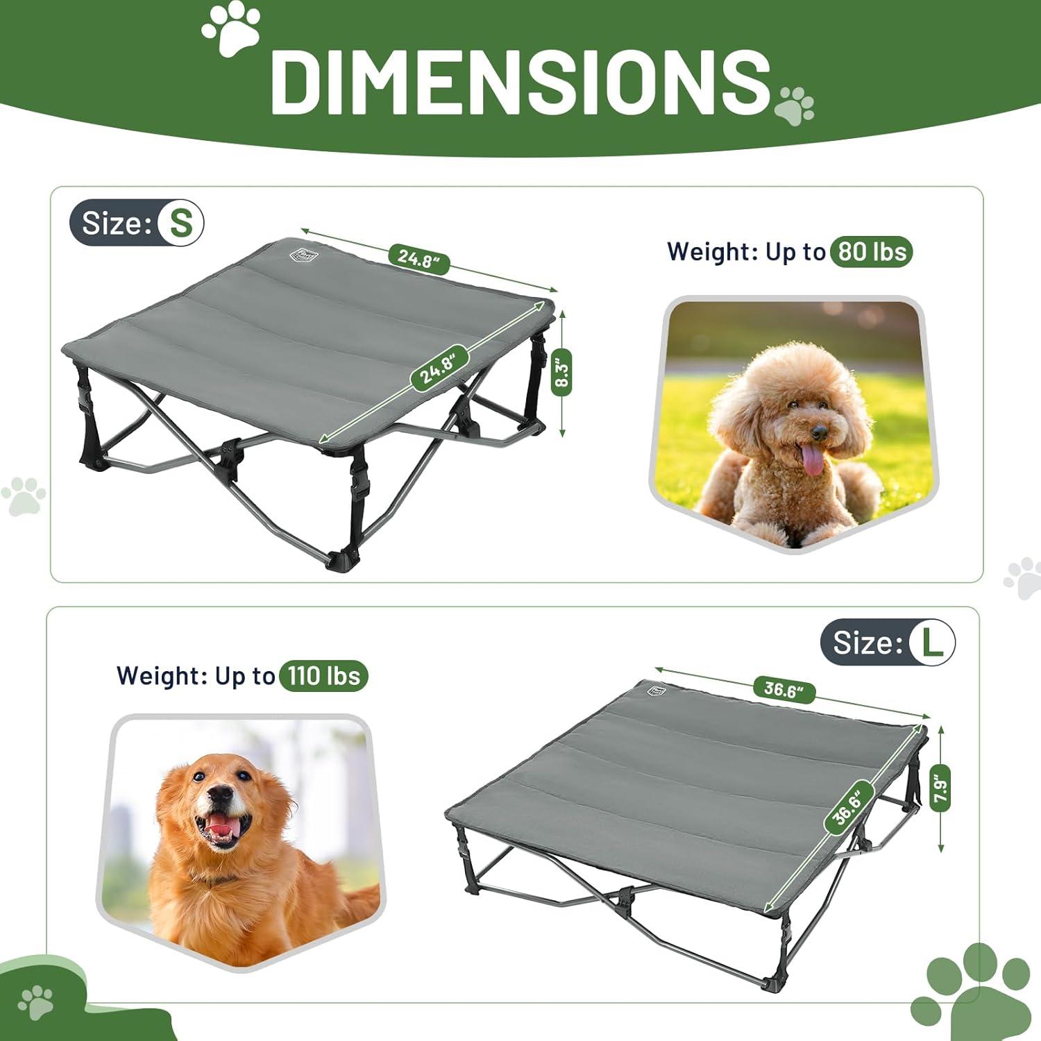 imageTIMBER RIDGE Outdoor Dog Bed Cooling Elevated Pet Bed Portable Raised Dog Bed with Breathable Mesh Dog Bed Foldable Dog Cot for Indoor ampamp Outside GreyPad Mat