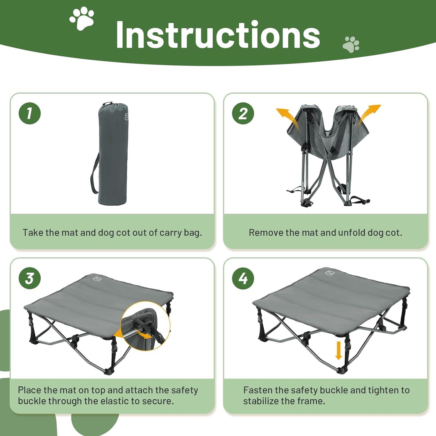 imageTIMBER RIDGE Outdoor Dog Bed Cooling Elevated Pet Bed Portable Raised Dog Bed with Breathable Mesh Dog Bed Foldable Dog Cot for Indoor ampamp Outside GreyPad Mat