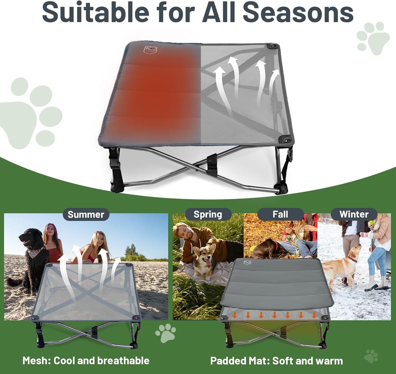 imageTIMBER RIDGE Outdoor Dog Bed Cooling Elevated Pet Bed Portable Raised Dog Bed with Breathable Mesh Dog Bed Foldable Dog Cot for Indoor ampamp Outside GreyPad Mat