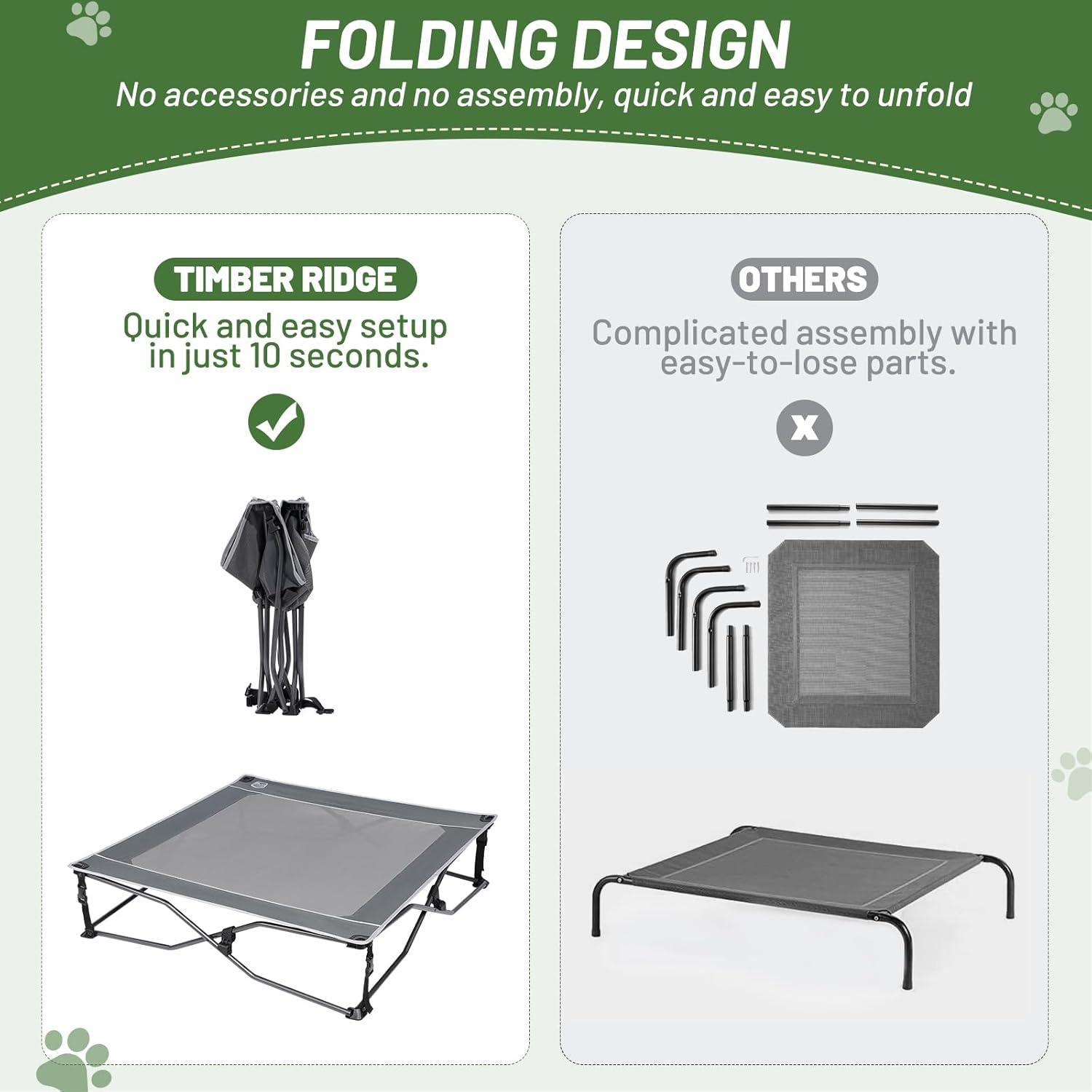 imageTIMBER RIDGE Outdoor Dog Bed Cooling Elevated Pet Bed Portable Raised Dog Bed with Breathable Mesh Dog Bed Foldable Dog Cot for Indoor ampamp Outside GreyBreathable Mesh