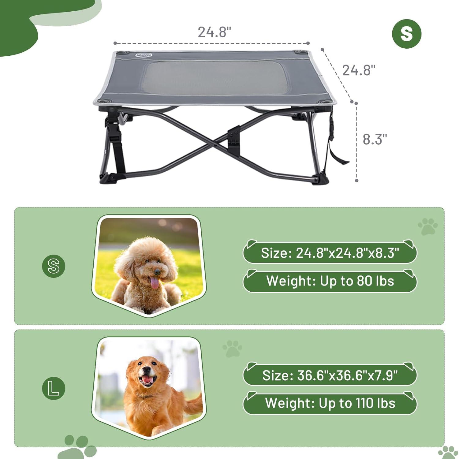 imageTIMBER RIDGE Outdoor Dog Bed Cooling Elevated Pet Bed Portable Raised Dog Bed with Breathable Mesh Dog Bed Foldable Dog Cot for Indoor ampamp Outside GreyBreathable Mesh