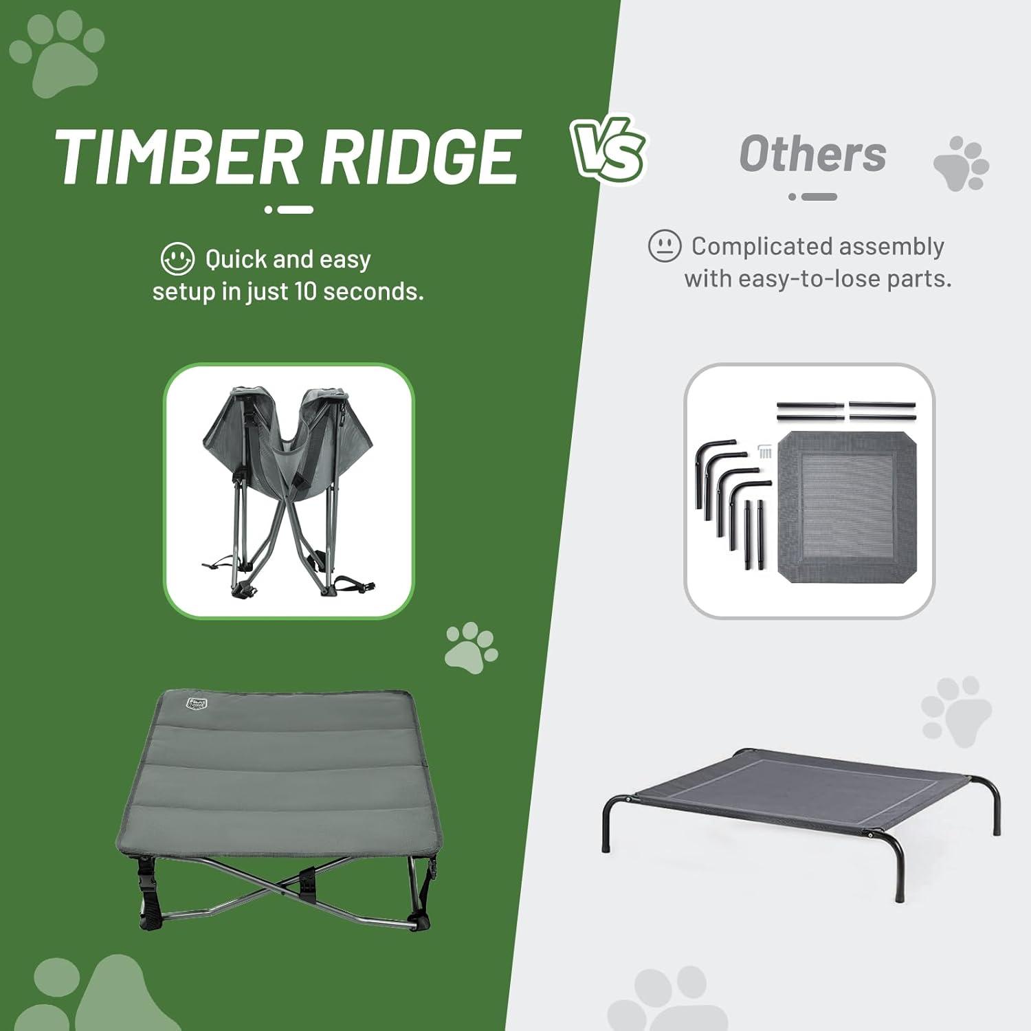 imageTIMBER RIDGE Outdoor Dog Bed Cooling Elevated Pet Bed Portable Raised Dog Bed with Breathable Mesh Dog Bed Foldable Dog Cot for Indoor ampamp Outside GreyPad Mat