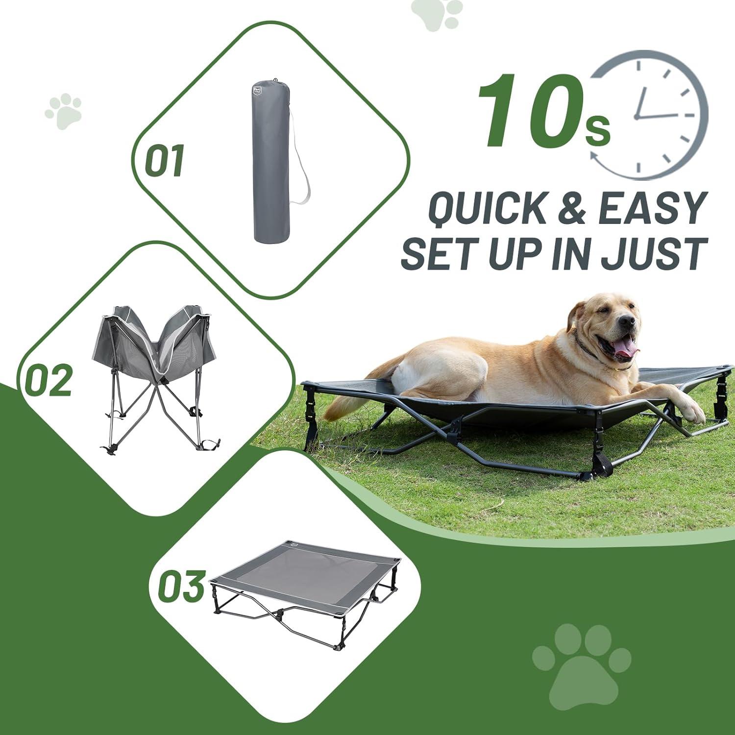imageTIMBER RIDGE Outdoor Dog Bed Cooling Elevated Pet Bed Portable Raised Dog Bed with Breathable Mesh Dog Bed Foldable Dog Cot for Indoor ampamp Outside GreyBreathable Mesh