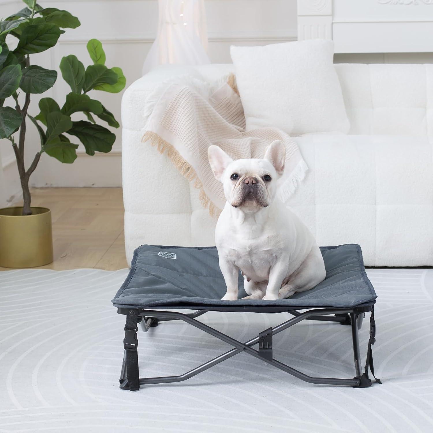 imageTIMBER RIDGE Outdoor Dog Bed Cooling Elevated Pet Bed Portable Raised Dog Bed with Breathable Mesh Dog Bed Foldable Dog Cot for Indoor ampamp Outside GreyPad Mat