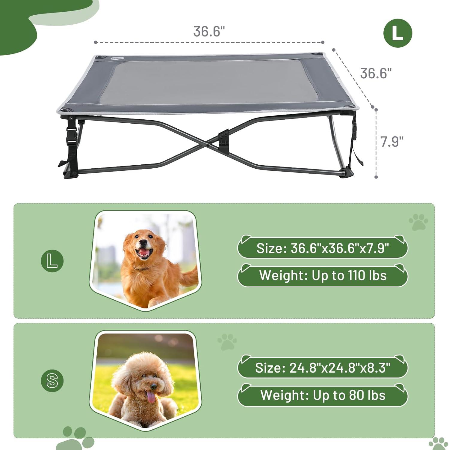 imageTIMBER RIDGE Outdoor Dog Bed Cooling Elevated Pet Bed Portable Raised Dog Bed with Breathable Mesh Dog Bed Foldable Dog Cot for Indoor ampamp Outside GreyBreathable Mesh