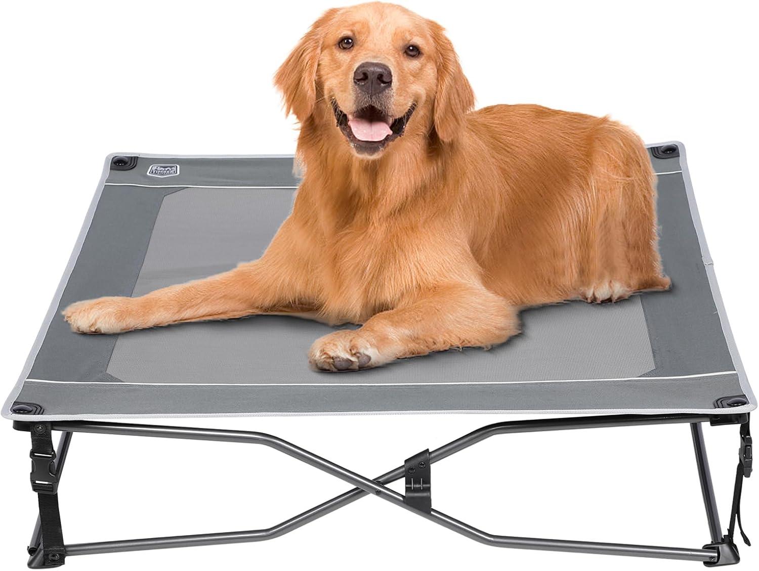 imageTIMBER RIDGE Outdoor Dog Bed Cooling Elevated Pet Bed Portable Raised Dog Bed with Breathable Mesh Dog Bed Foldable Dog Cot for Indoor ampamp Outside GreyBreathable Mesh