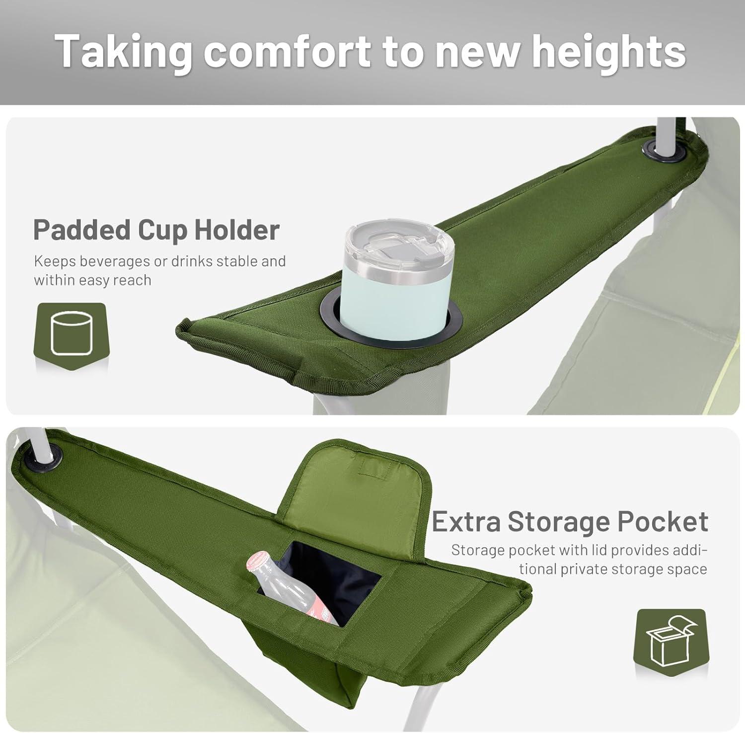 imageTIMBER RIDGE Oversized Folding Camping Chair for Adults Support 550 LBS Heavy Duty with Cup Holder Side Pocket for Camp Lawn Picnic Tan 2 PackGreen2 Pack