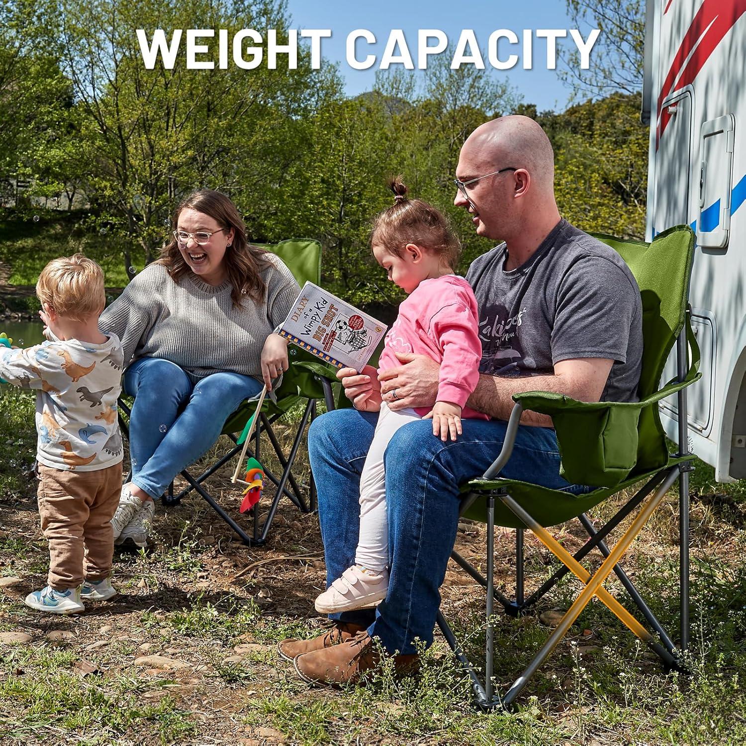 imageTIMBER RIDGE Oversized Folding Camping Chair for Adults Support 550 LBS Heavy Duty with Cup Holder Side Pocket for Camp Lawn Picnic Tan 2 PackGreen2 Pack
