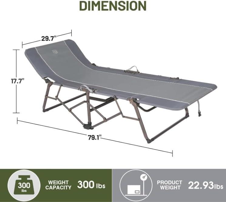 imageTIMBER RIDGE Portable XL Folding Camping Cot for Adults  Ultra Fast Setup Heavy Duty 300 LBS Support Gray