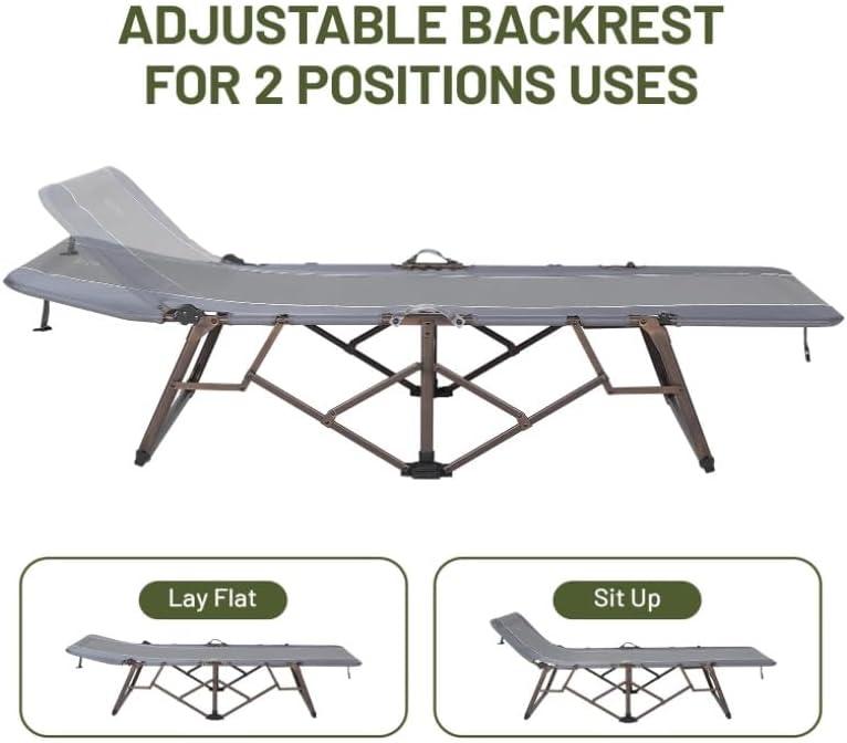imageTIMBER RIDGE Portable XL Folding Camping Cot for Adults  Ultra Fast Setup Heavy Duty 300 LBS Support Gray