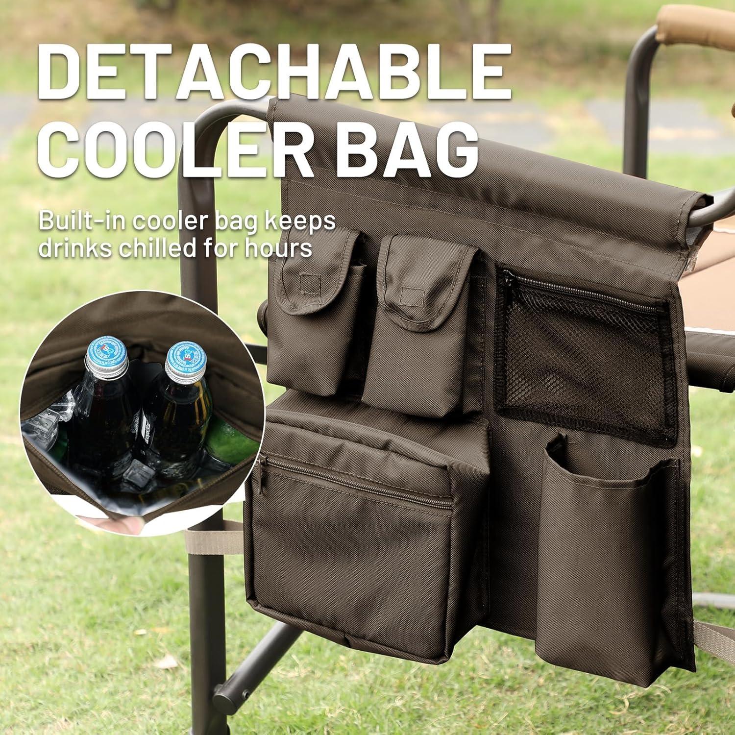 imageTIMBER RIDGE XXL Upgraded Oversized Directors Chairs with Foldable Side Table Detachable Side Pocket Heavy Duty Folding Camping Chair up to 600 Lbs Weight Capacity Grey Ideal Gift 2 PackBrown2 Pack
