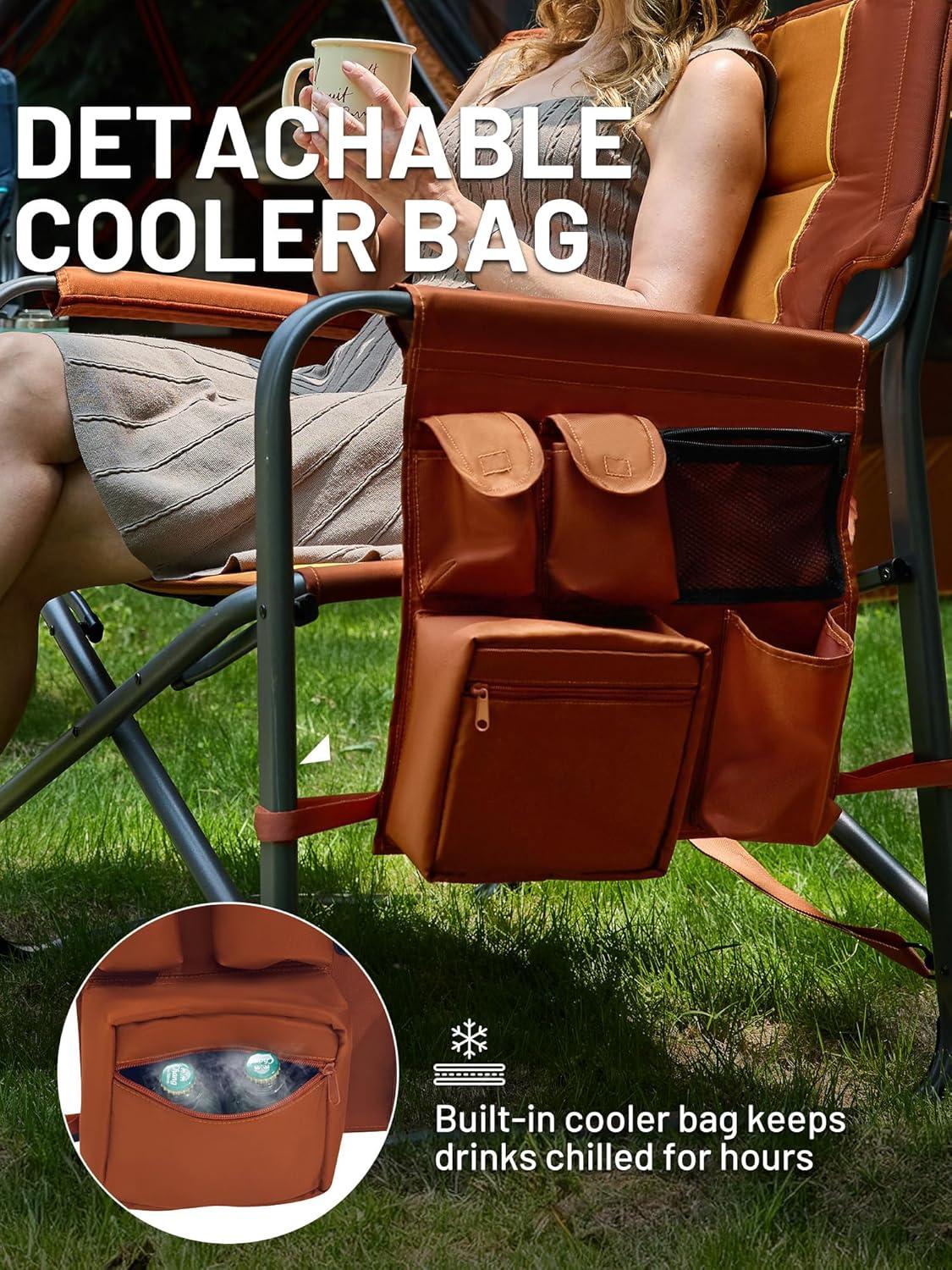 imageTIMBER RIDGE XXL Upgraded Oversized Directors Chairs with Foldable Side Table Detachable Side Pocket Heavy Duty Folding Camping Chair up to 600 Lbs Weight Capacity Grey Ideal Gift 2 PackOrange