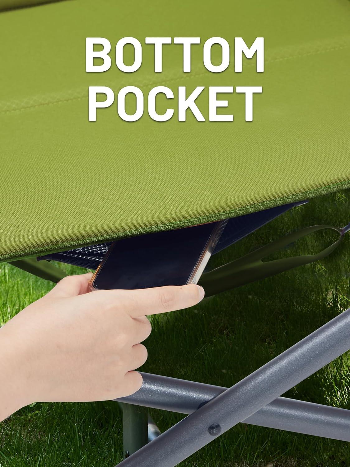 imageTIMBER RIDGE XXL Upgraded Oversized Directors Chairs with Foldable Side Table Detachable Side Pocket Heavy Duty Folding Camping Chair up to 600 Lbs Weight Capacity Grey Ideal Gift 2 PackGreen