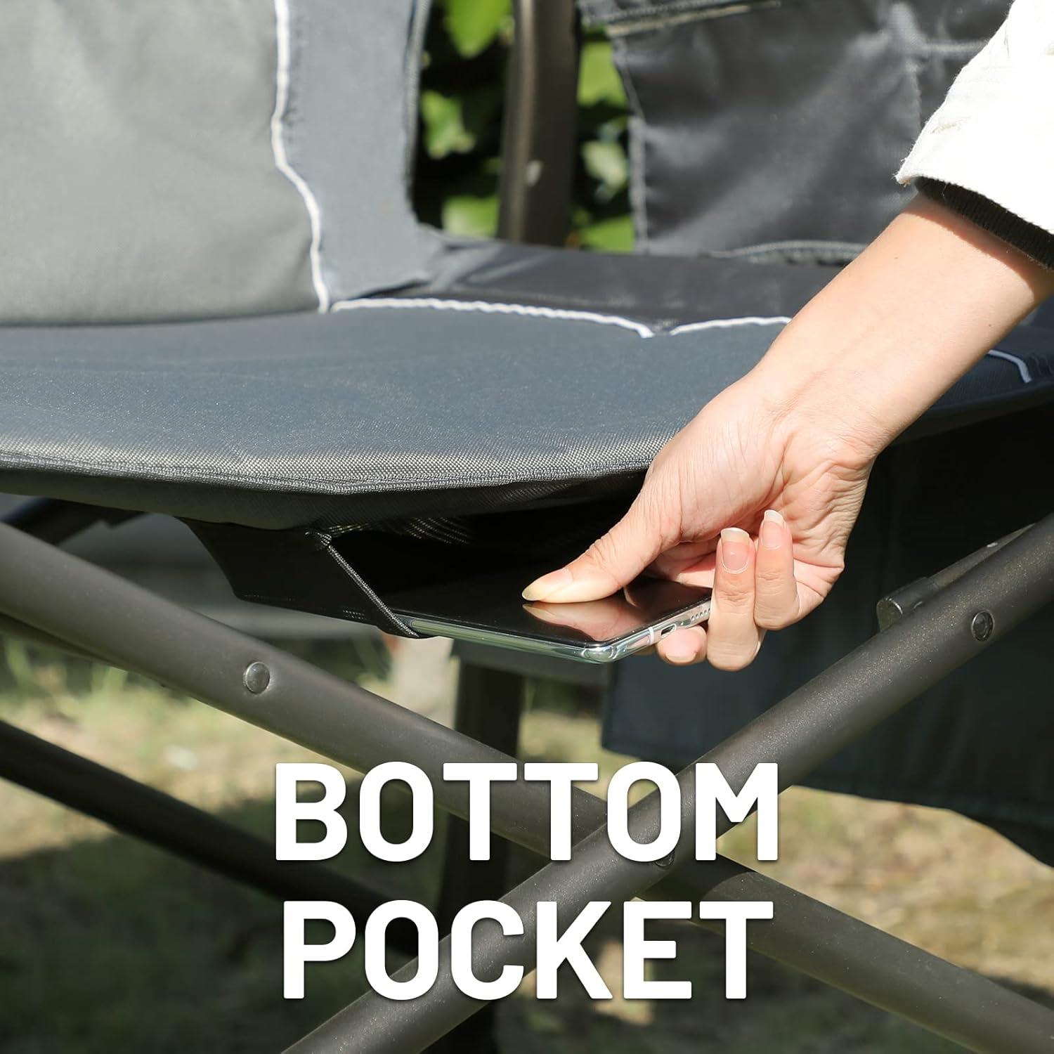 imageTIMBER RIDGE XXL Upgraded Oversized Directors Chairs with Foldable Side Table Detachable Side Pocket Heavy Duty Folding Camping Chair up to 600 Lbs Weight Capacity Grey Ideal Gift 2 PackDark Grey