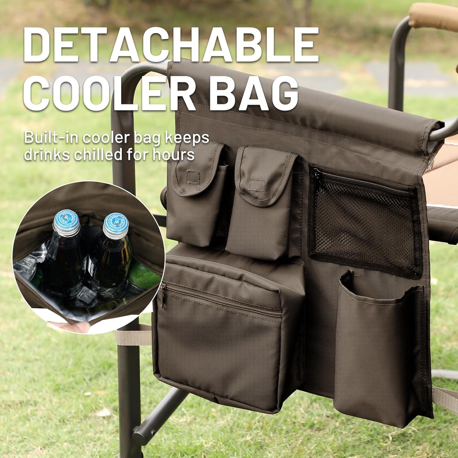 imageTIMBER RIDGE XXL Upgraded Oversized Directors Chairs with Foldable Side Table Detachable Side Pocket Heavy Duty Folding Camping Chair up to 600 Lbs Weight Capacity Grey Ideal Gift 2 PackBrown