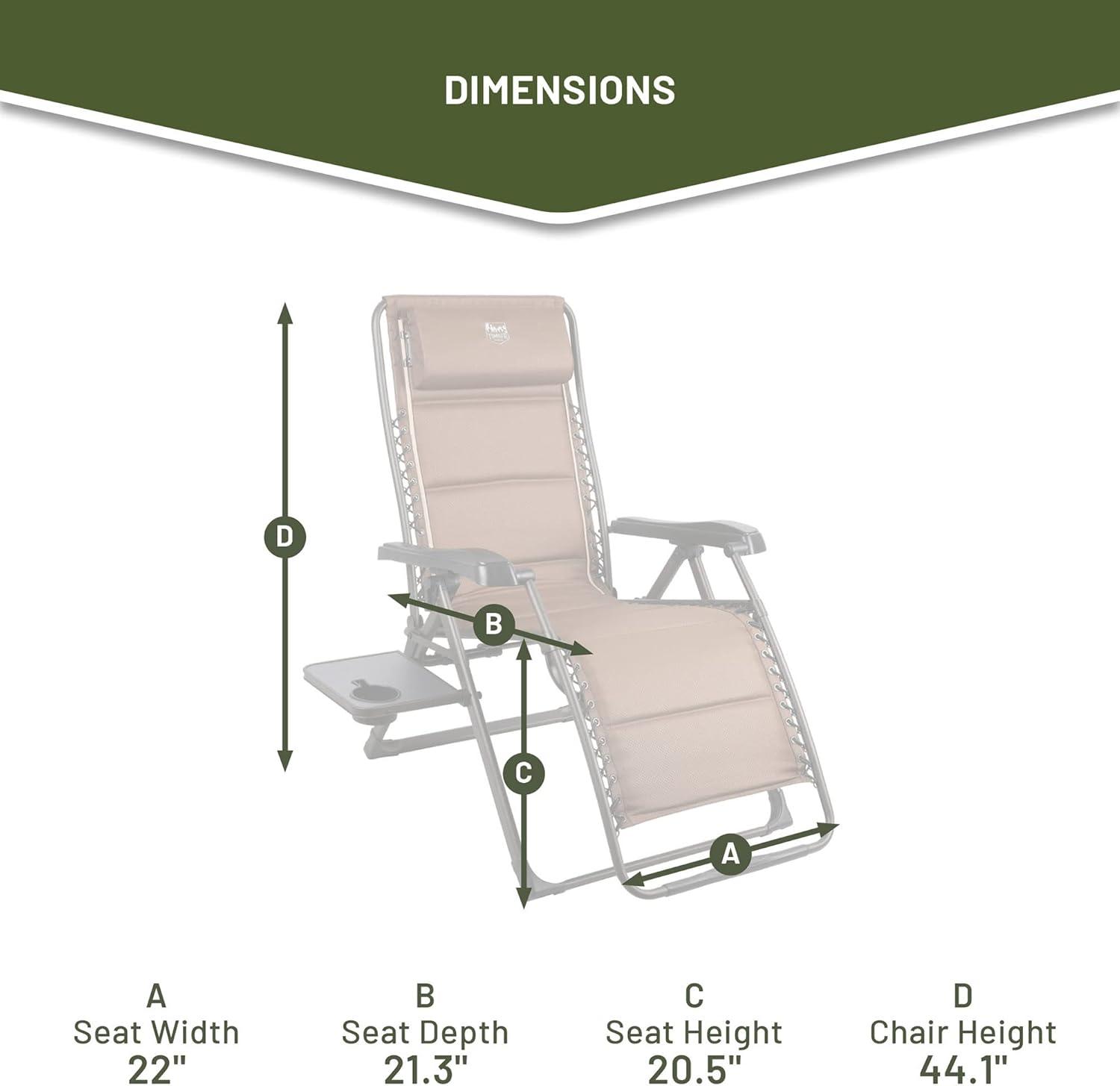 imageTIMBER RIDGE Zero Gravity Chairs Folding Recliner Chair Padded with Cup Holder and Headrest Adjustable Lounge Reclining Chair for Outdoor Camping Lawn Patio Indoor Supports 350lbs BrownBrown