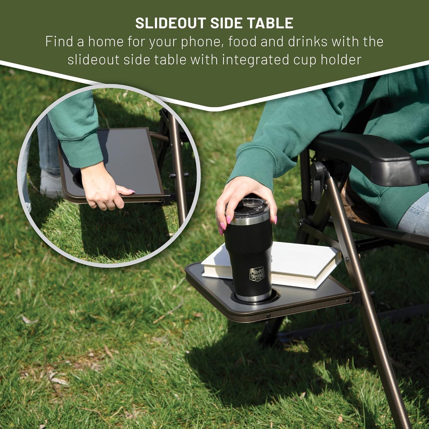 imageTIMBER RIDGE Zero Gravity Chairs Folding Recliner Chair Padded with Cup Holder and Headrest Adjustable Lounge Reclining Chair for Outdoor Camping Lawn Patio Indoor Supports 350lbs BrownBrown