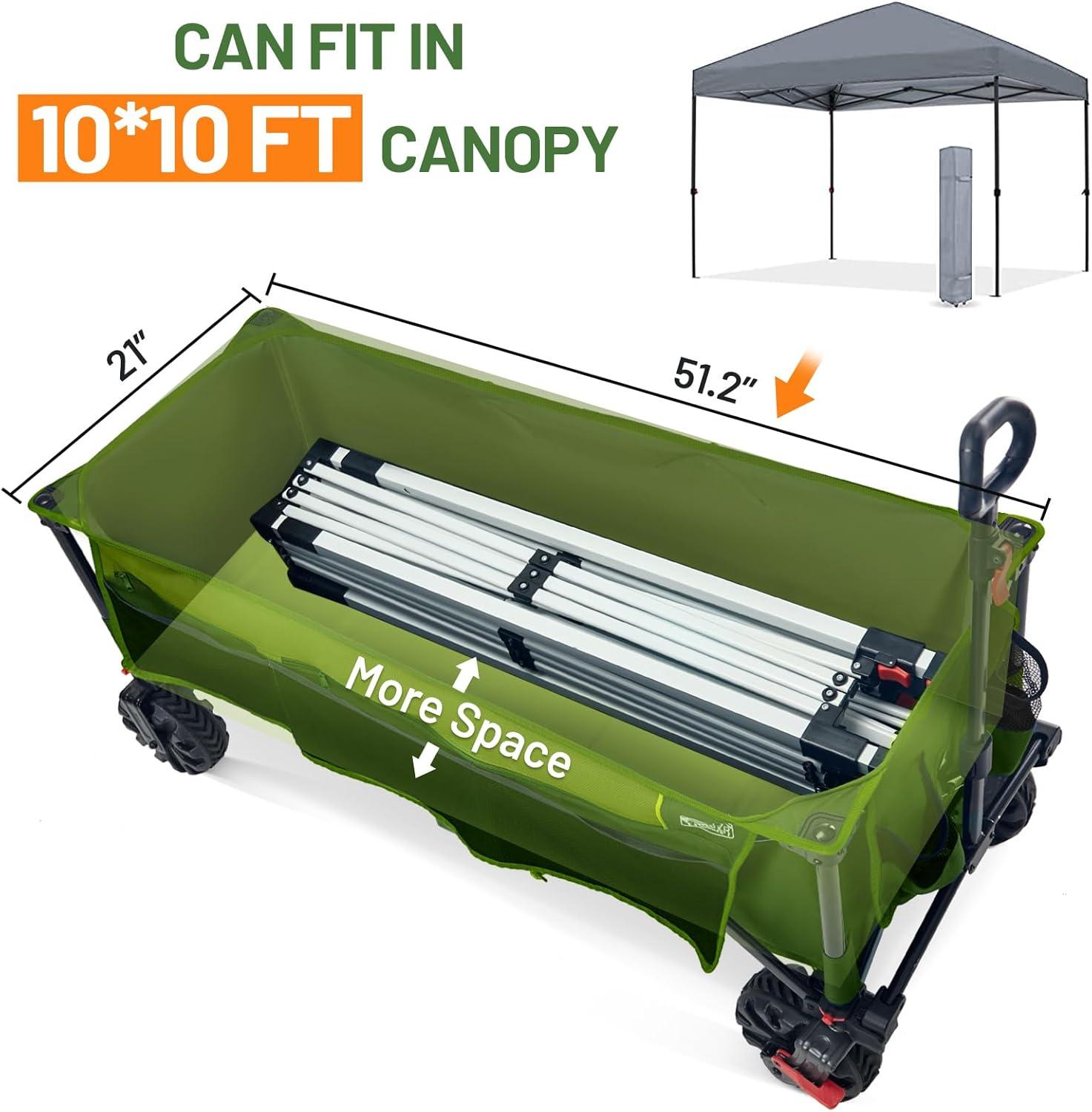 imageTimber Ridge 512quot Extended Collapsible Wagon  HeavyDuty Utility Cart with AllTerrain Wheels Brakes ampamp Cargo Net 400L Capacity for Camping Sports ampamp Shopping BlueGreen