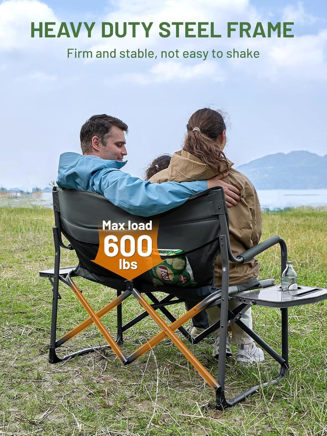 imageTimber Ridge Double Camping Chair Heavy Duty Outdoor Folding Camp Couch Loveseat Camping Chairs Perfect for Campsites PatioLawn Soccer Games or Other Youth Sports Supports 600 lbsLoveseat Grey