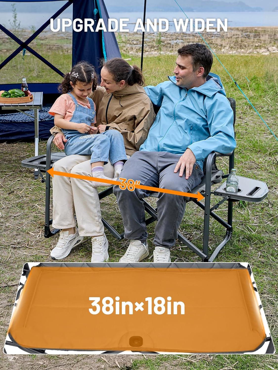 imageTimber Ridge Double Camping Chair Heavy Duty Outdoor Folding Camp Couch Loveseat Camping Chairs Perfect for Campsites PatioLawn Soccer Games or Other Youth Sports Supports 600 lbsLoveseat Grey