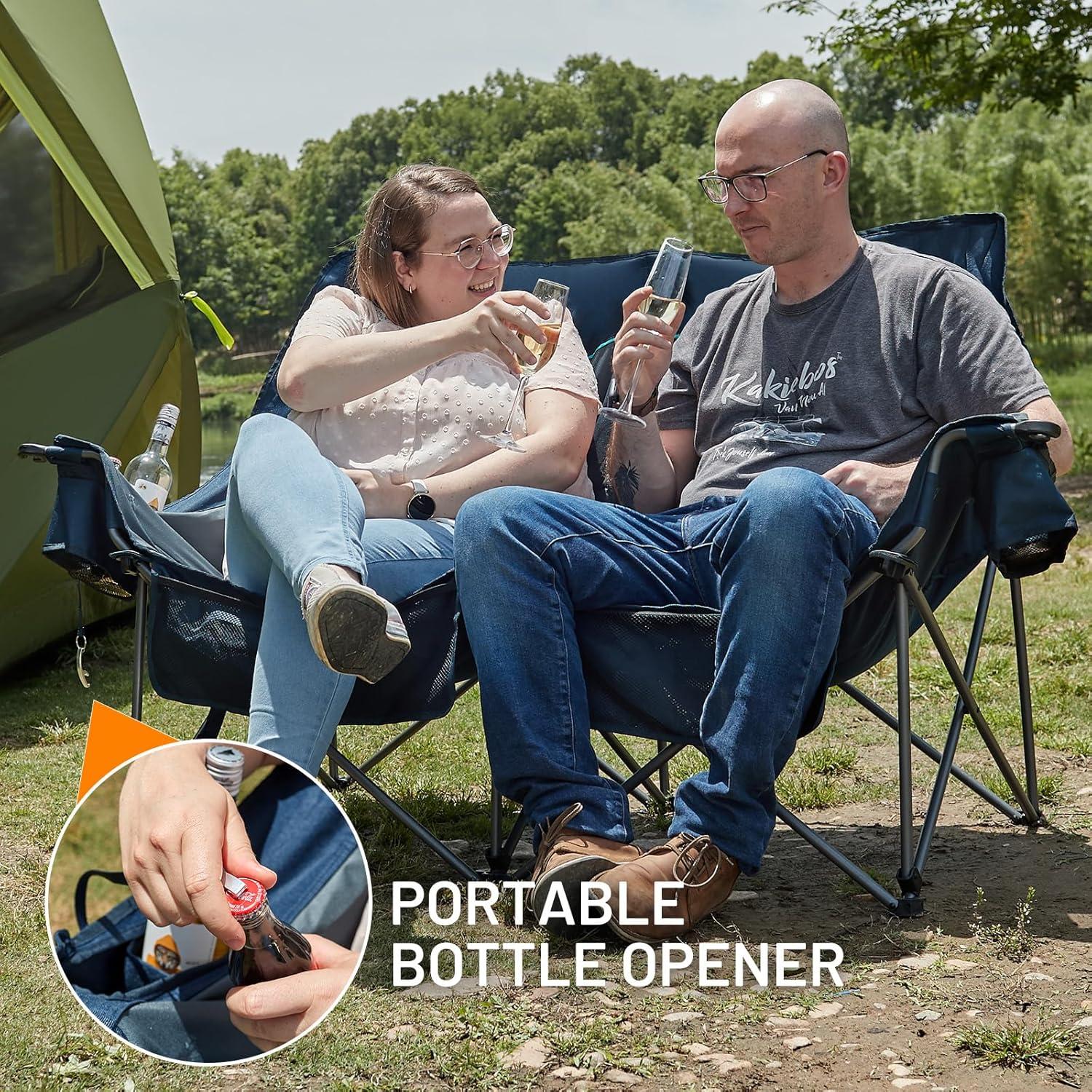 imageTimber Ridge Double Camping Chair Heavy Duty Outdoor Folding Camp Couch Loveseat Camping Chairs Perfect for Campsites PatioLawn Soccer Games or Other Youth Sports Supports 600 lbsBlue