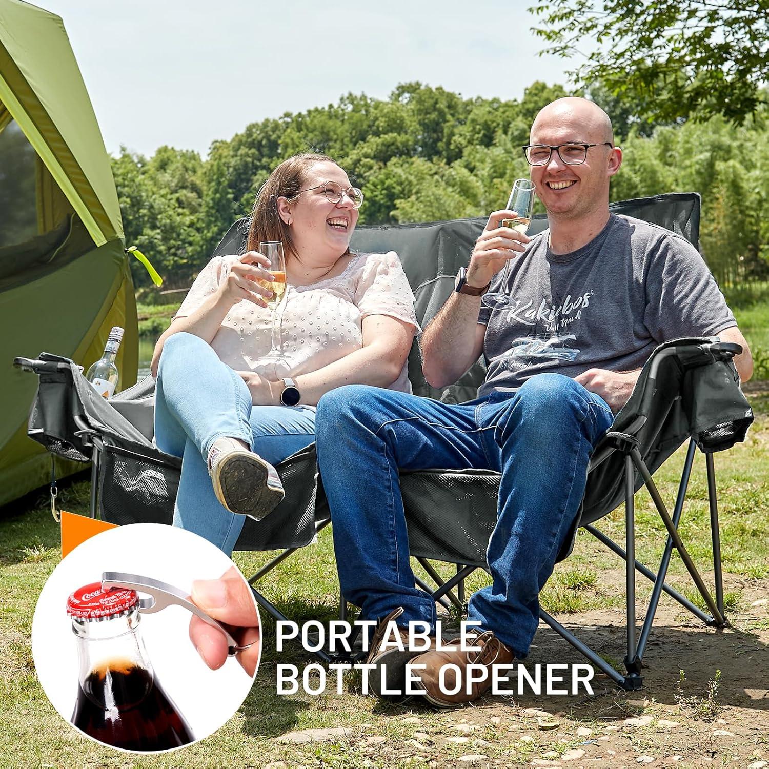 imageTimber Ridge Double Camping Chair Heavy Duty Outdoor Folding Camp Couch Loveseat Camping Chairs Perfect for Campsites PatioLawn Soccer Games or Other Youth Sports Supports 600 lbsGrey