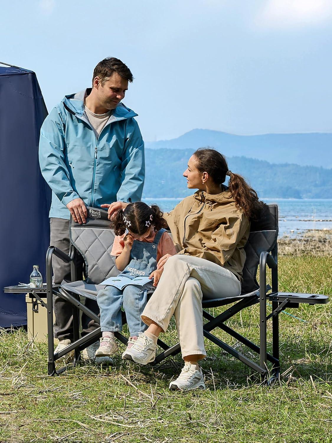 imageTimber Ridge Double Camping Chair Heavy Duty Outdoor Folding Camp Couch Loveseat Camping Chairs Perfect for Campsites PatioLawn Soccer Games or Other Youth Sports Supports 600 lbsLoveseat Grey