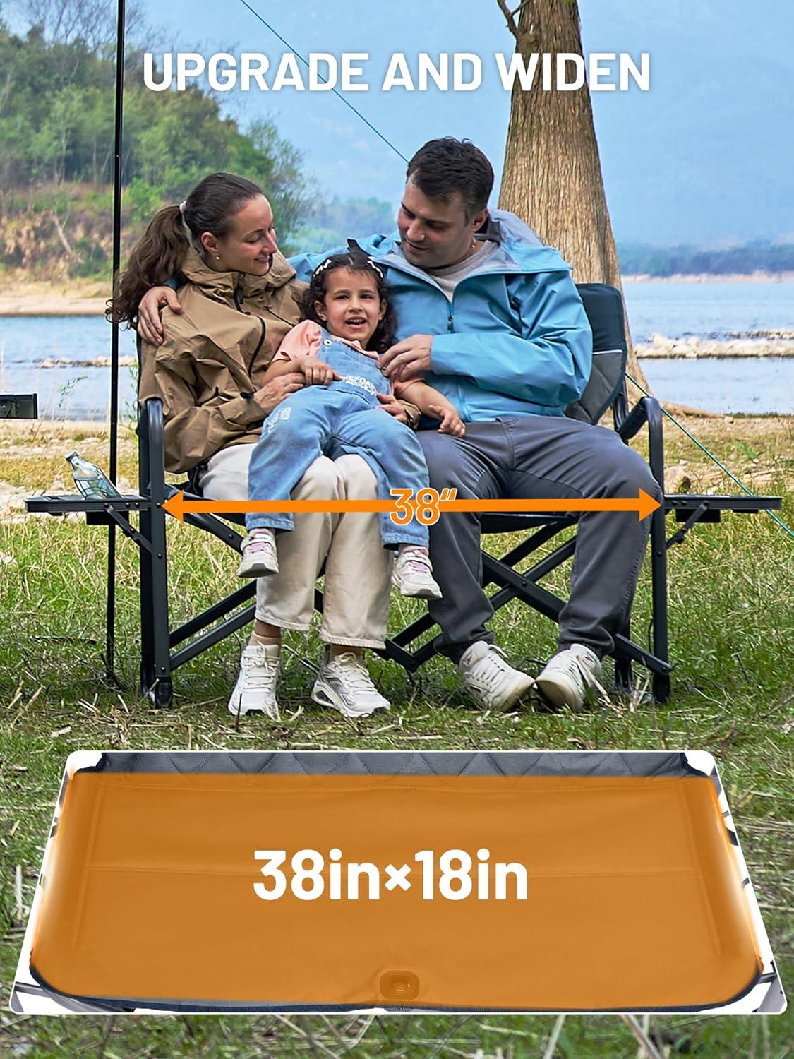 imageTimber Ridge Double Camping Chair Heavy Duty Outdoor Folding Camp Couch Loveseat Camping Chairs Perfect for Campsites PatioLawn Soccer Games or Other Youth Sports Supports 600 lbsLoveseat Blue